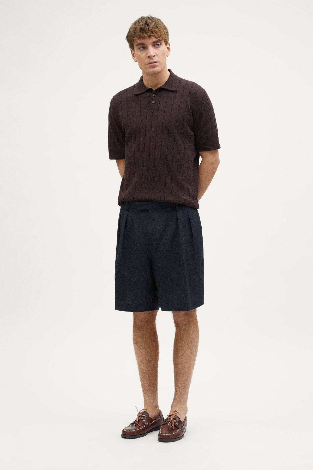 The Linen Twill Bermuda Shorts - dark blue