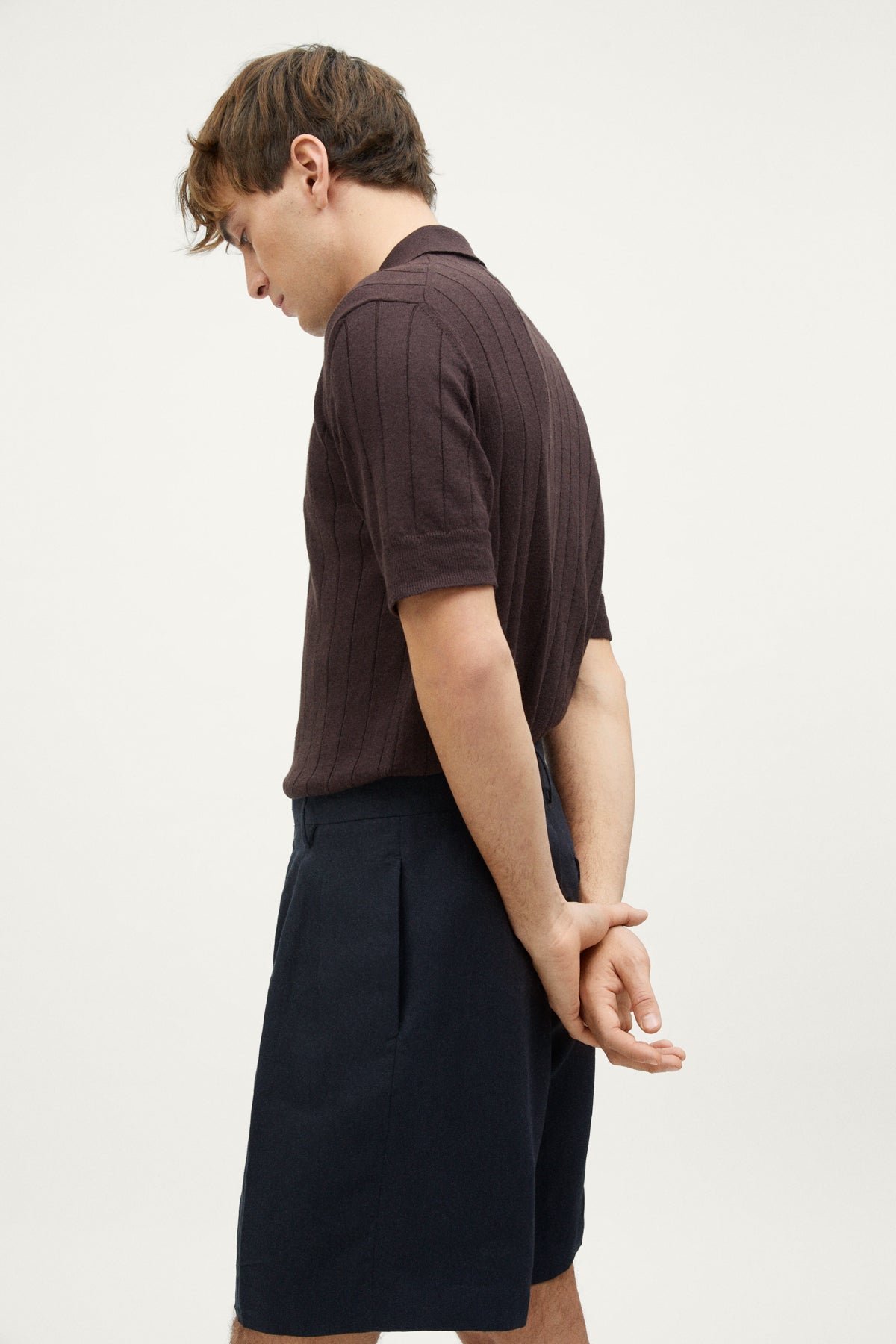 The Linen Twill Bermuda Shorts - dark blue