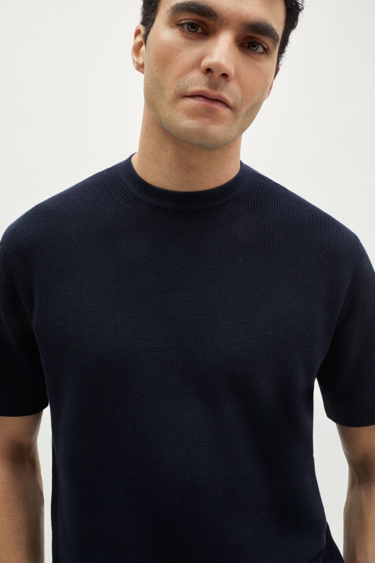 the organic cotton ribbed t shirt deep blue