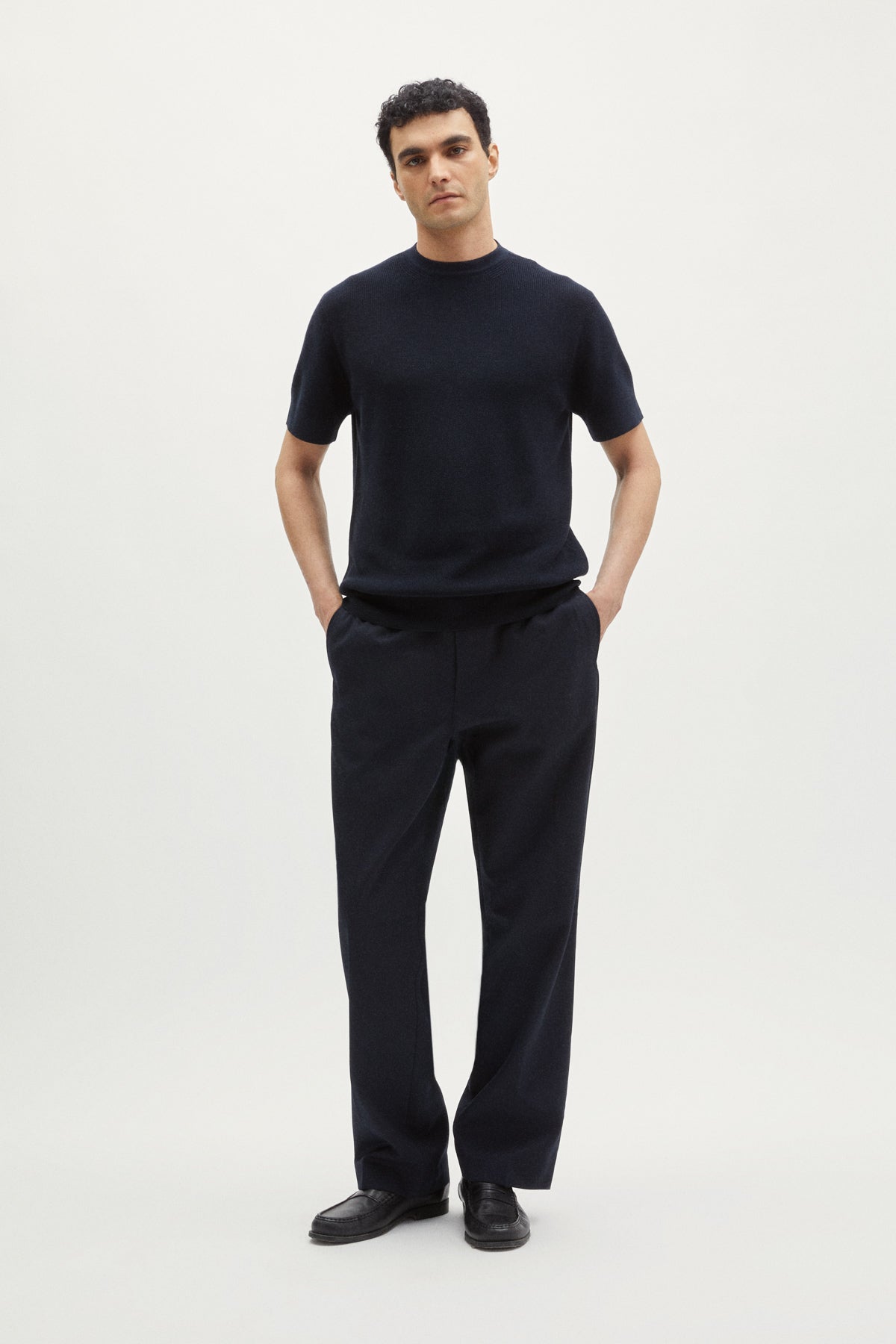 the organic cotton ribbed t shirt deep blue