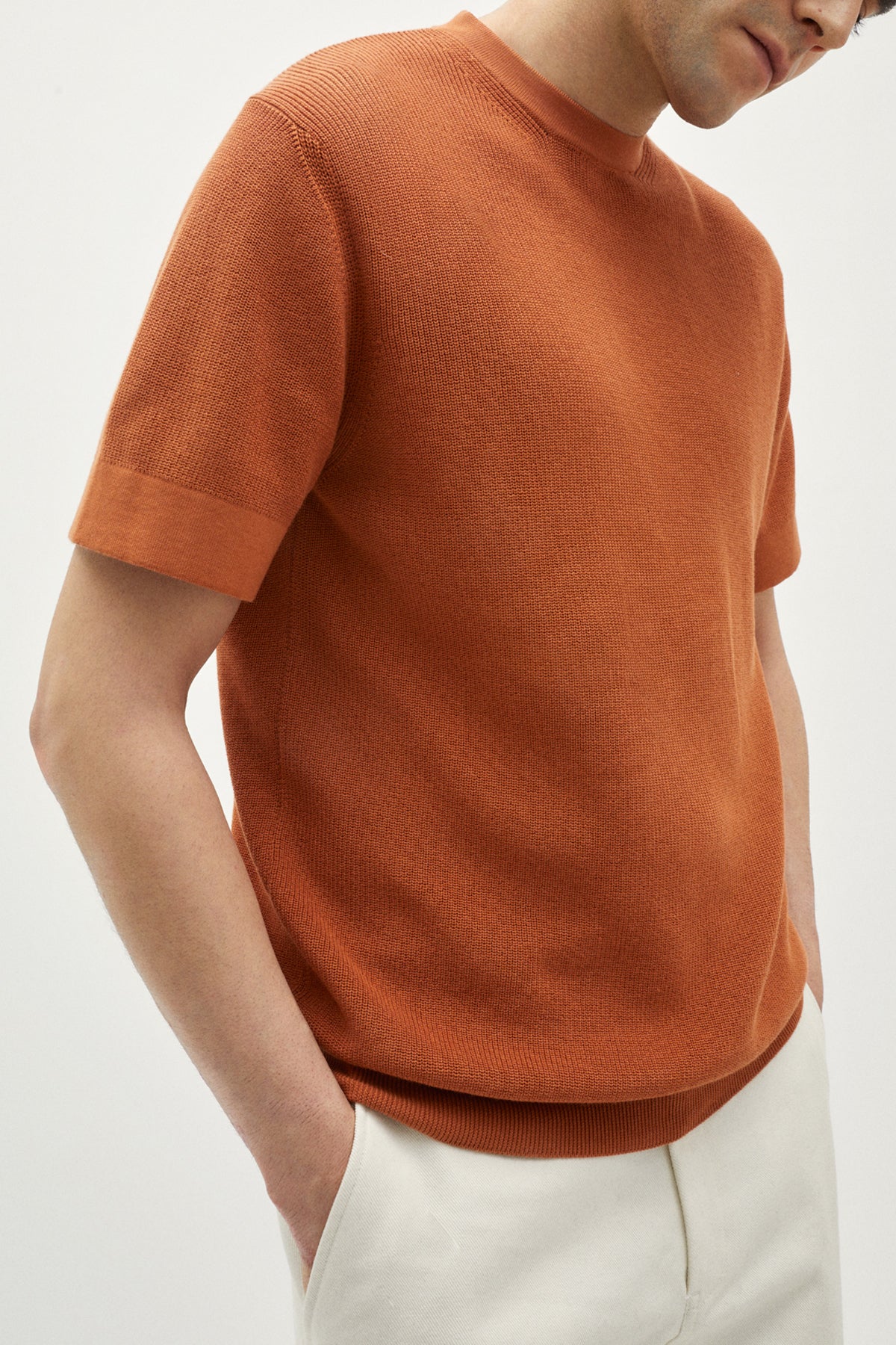 The Organic Cotton Ribbed T-Shirt terracotta- Imperfect Version