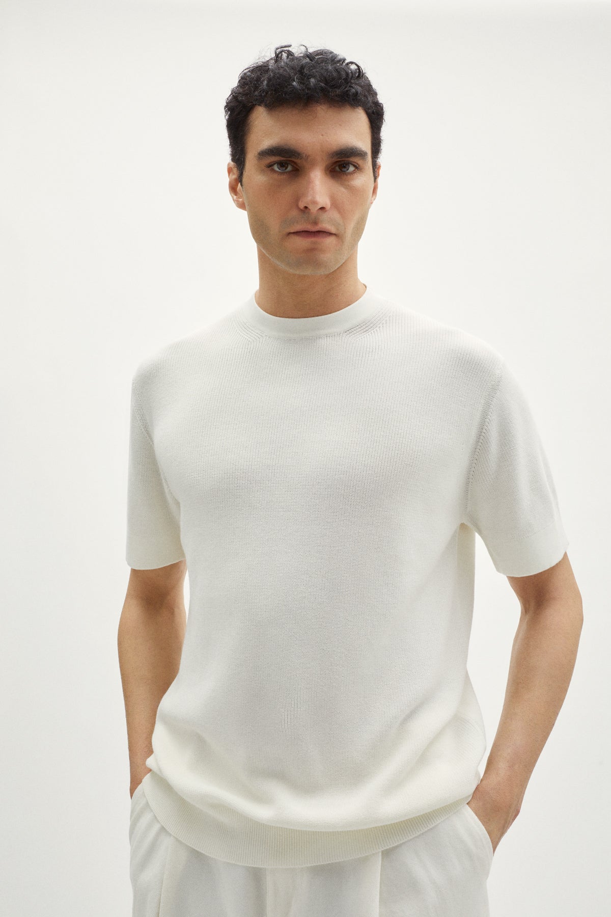the organic cotton ribbed t shirt milk white