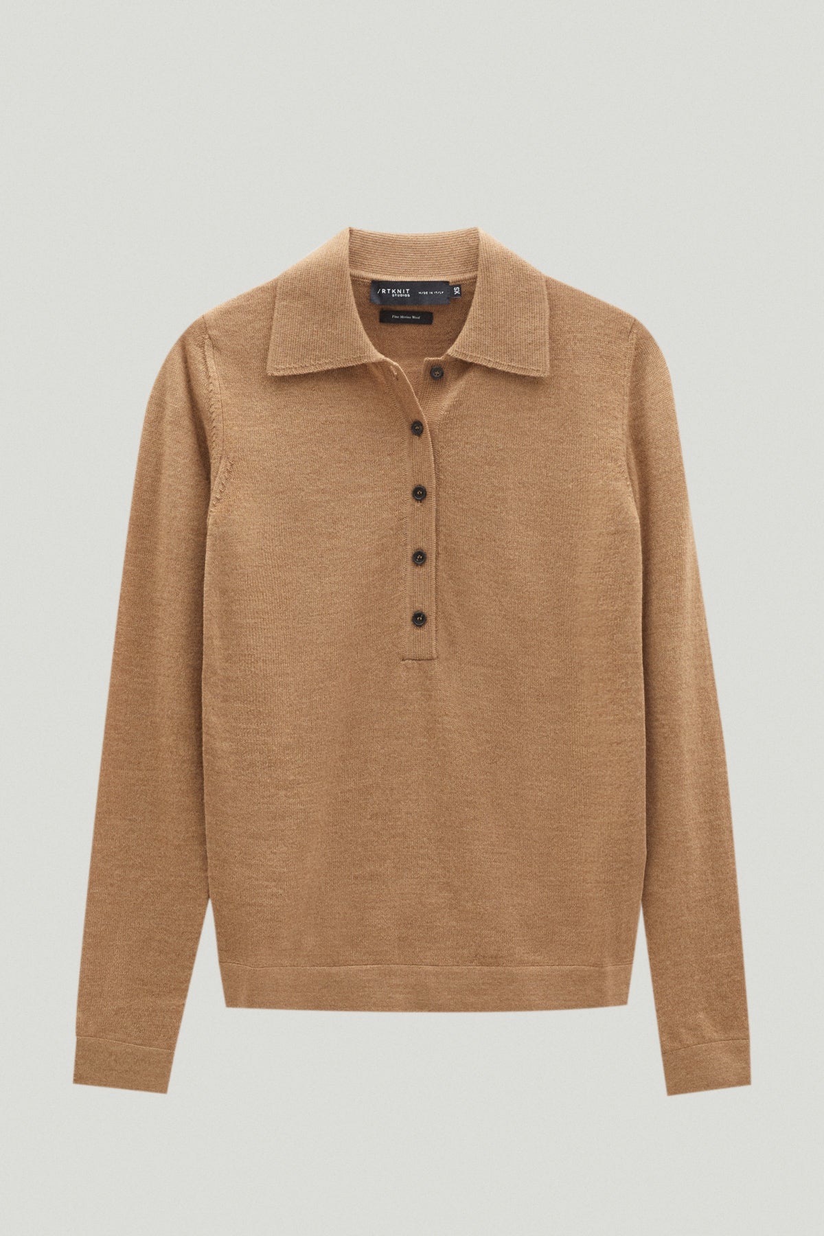 merino wool knit polo imperfect version camel