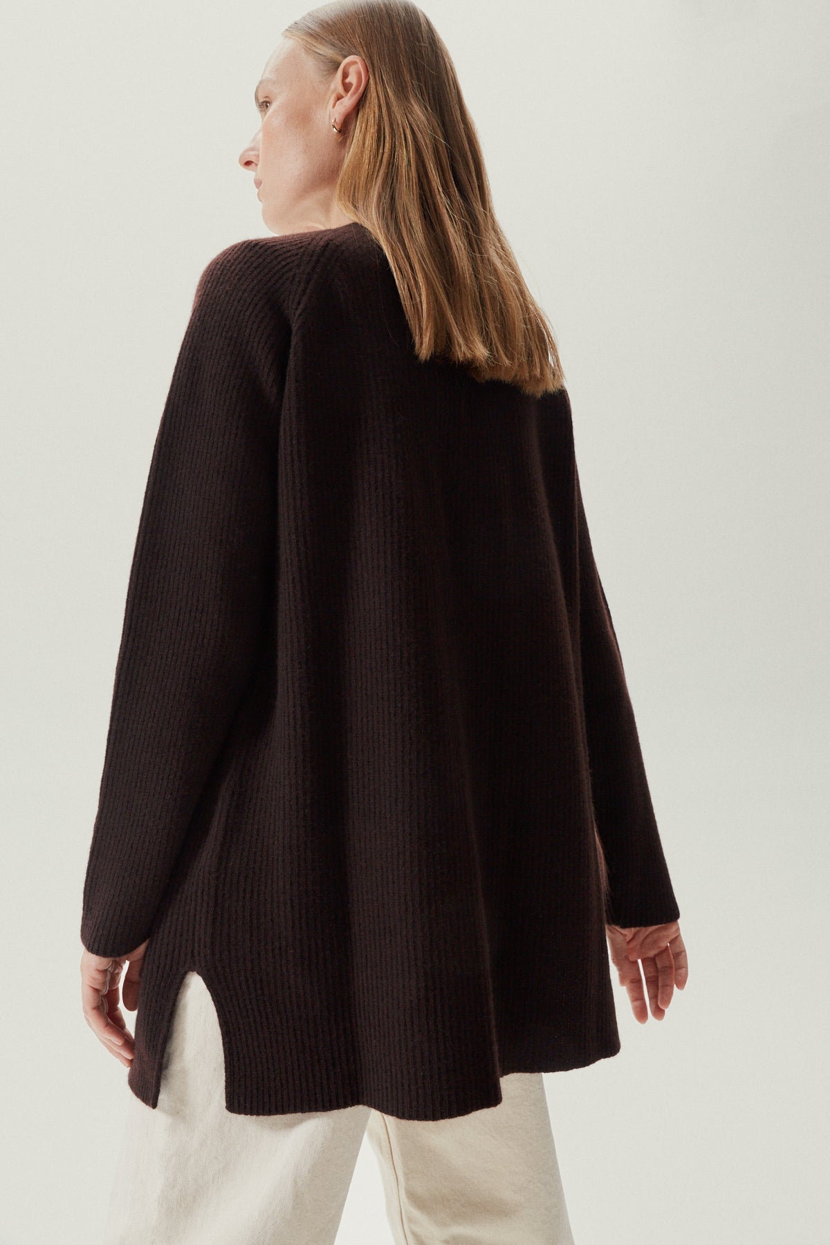 the woolen oversize cardigan deep brown