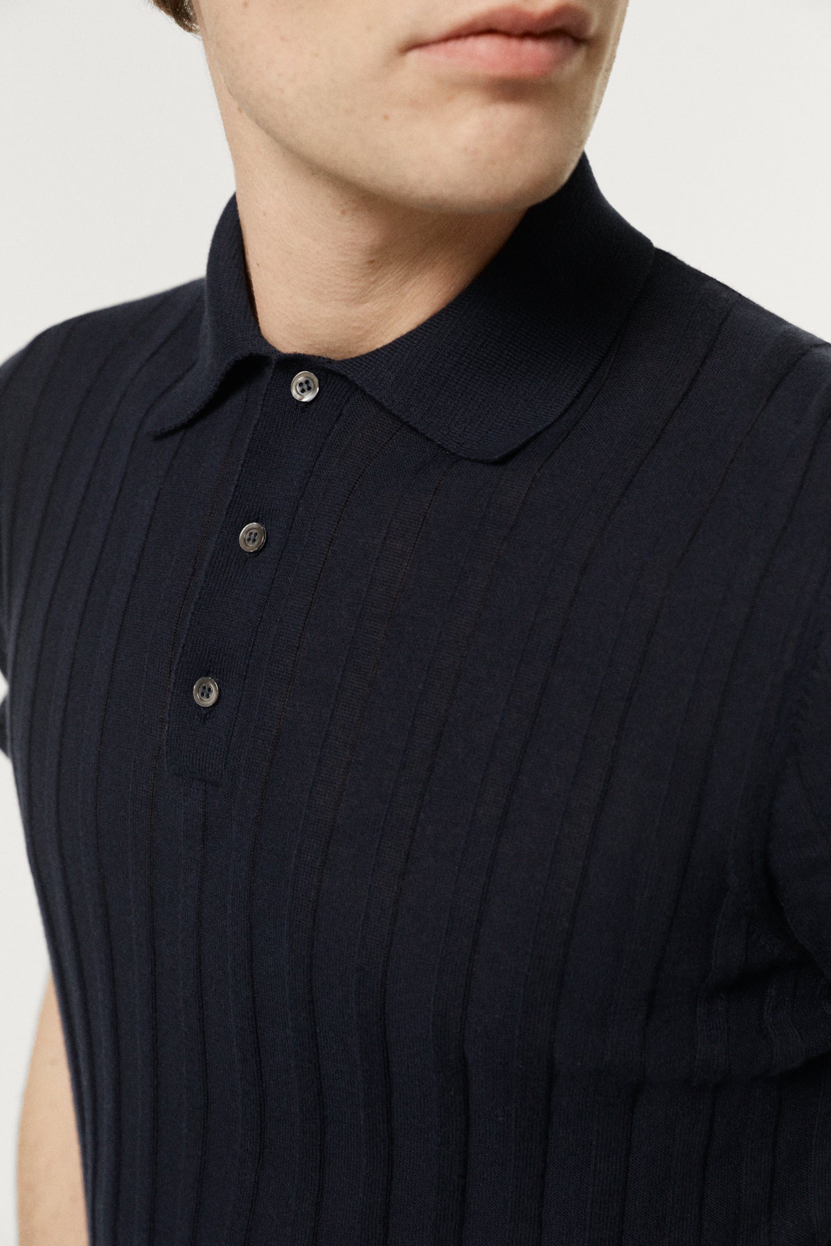 The Organic Cotton Ribbed Short Sleeve Polo Deep Blue