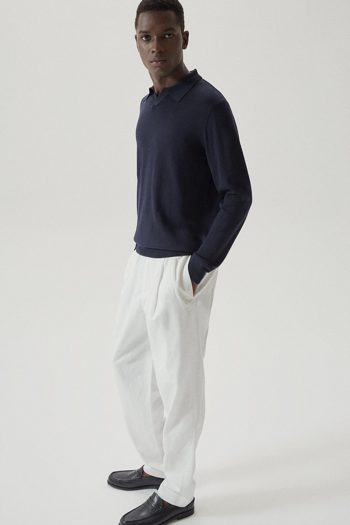 the merino wool polo oxford blue