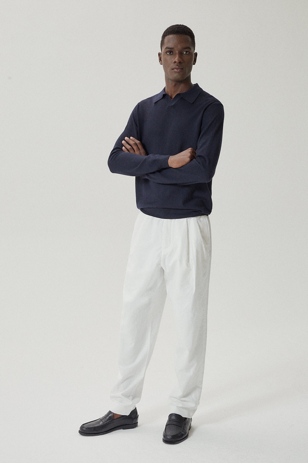 the merino wool polo oxford blue