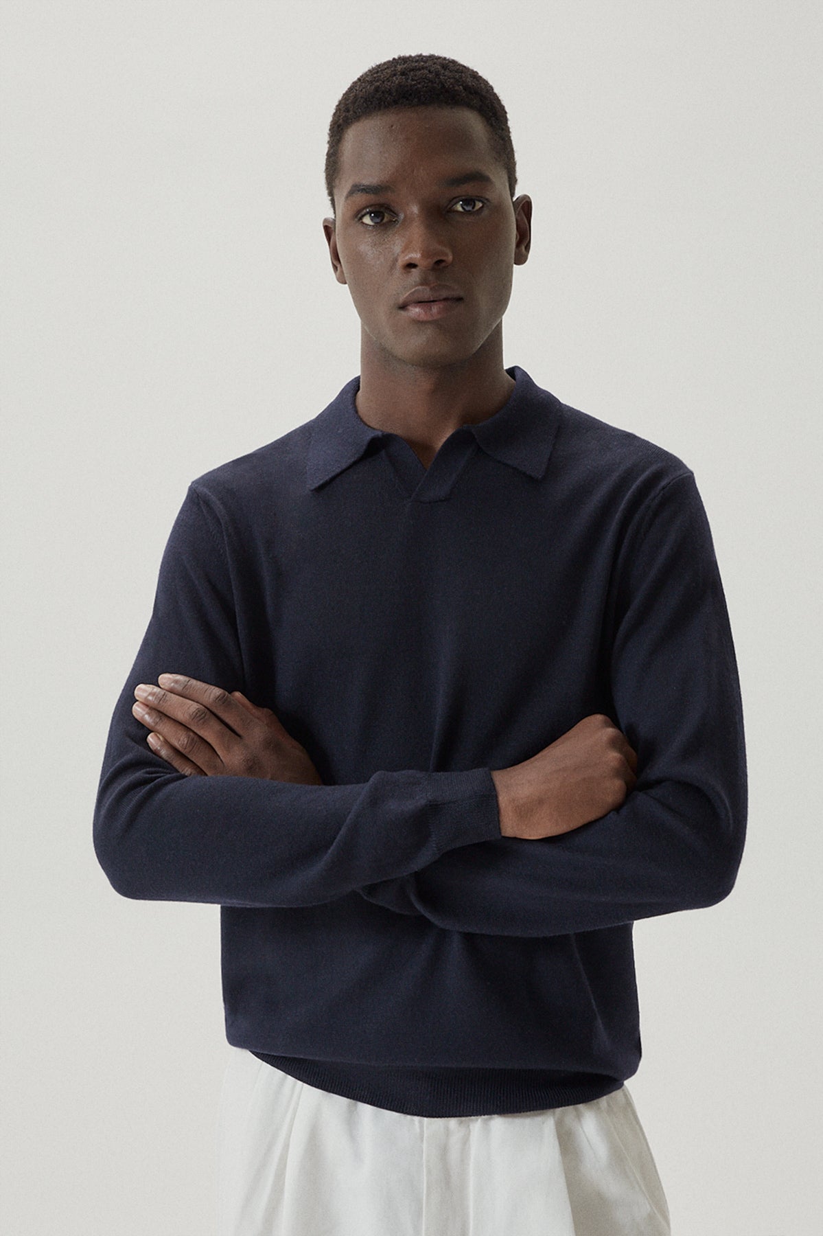 the merino wool polo oxford blue