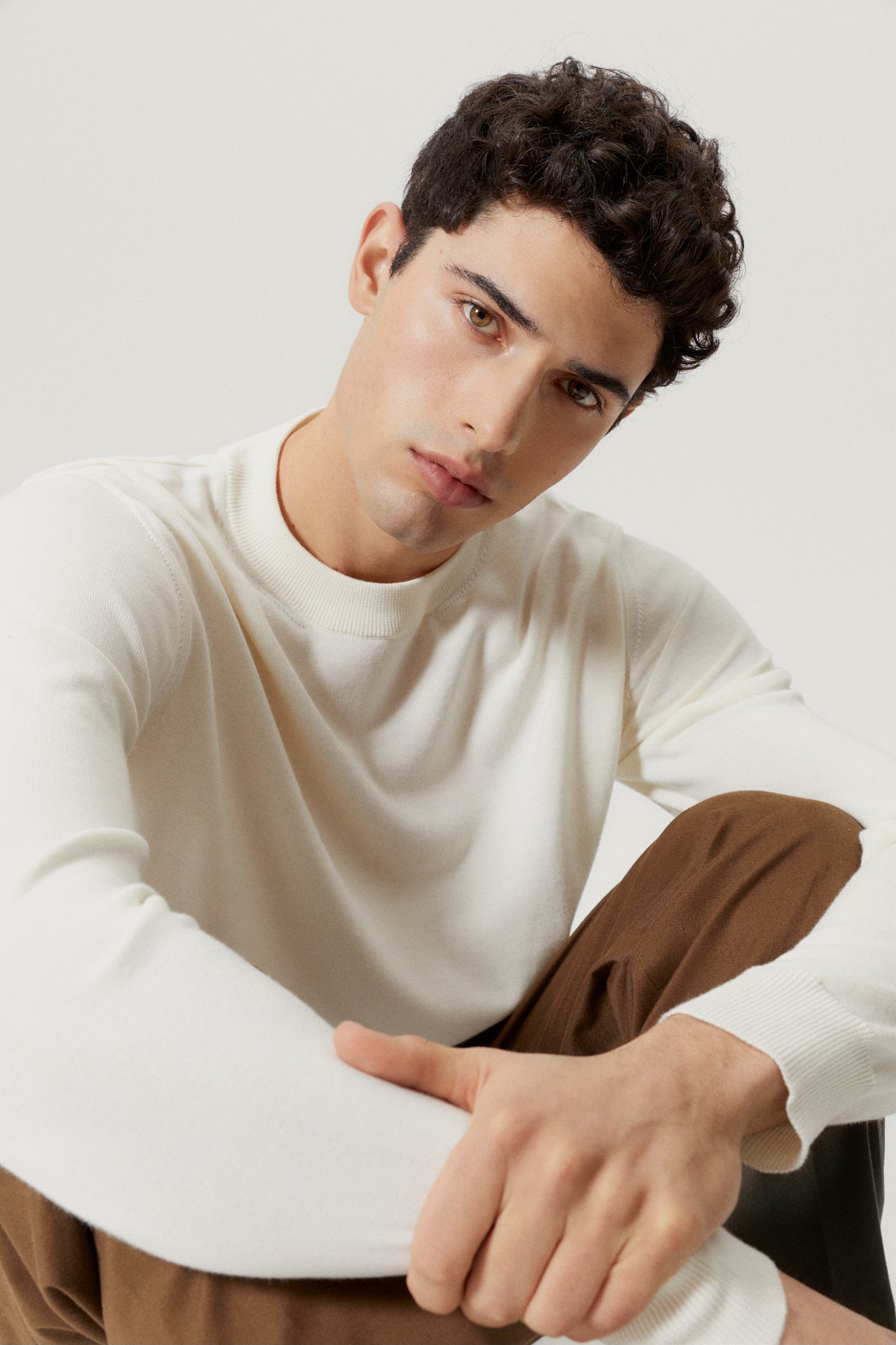 the organic cotton lightweight sweater milk white