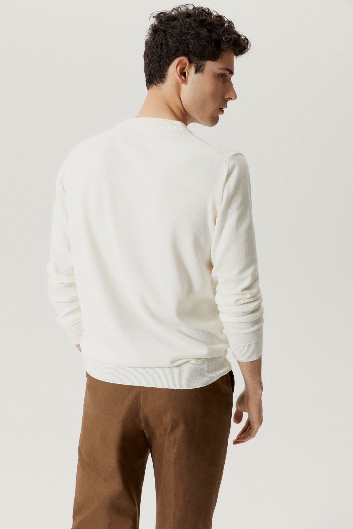the organic cotton lightweight sweater milk white