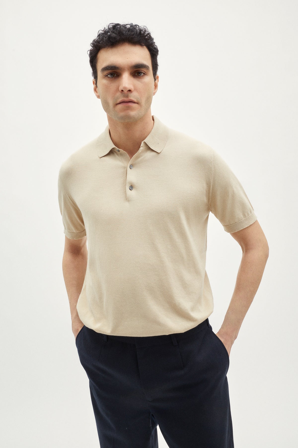 The Linen Cotton Knit T-Shirt sand
