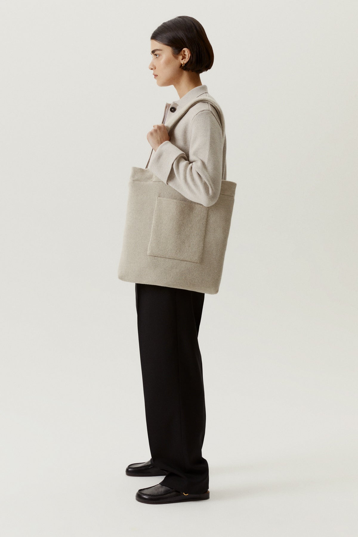 the knit tote bag ecru