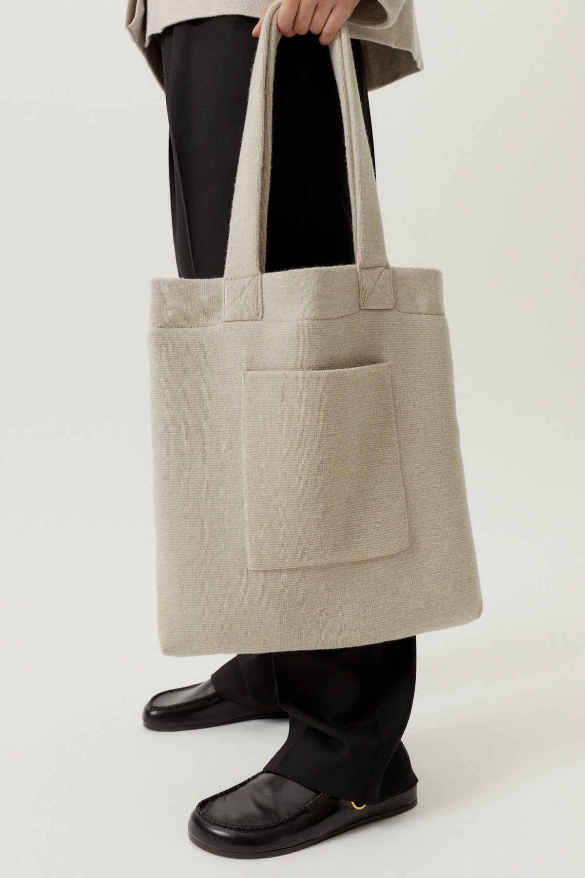 the knit tote bag ecru
