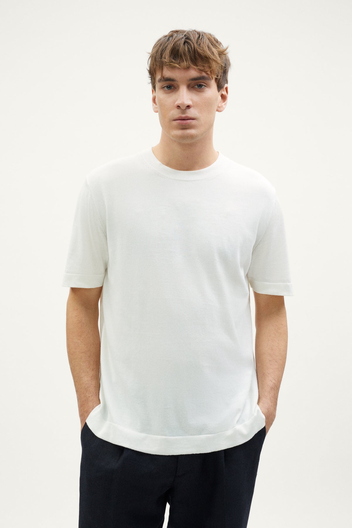 the organic cotton knit t shirt milk white