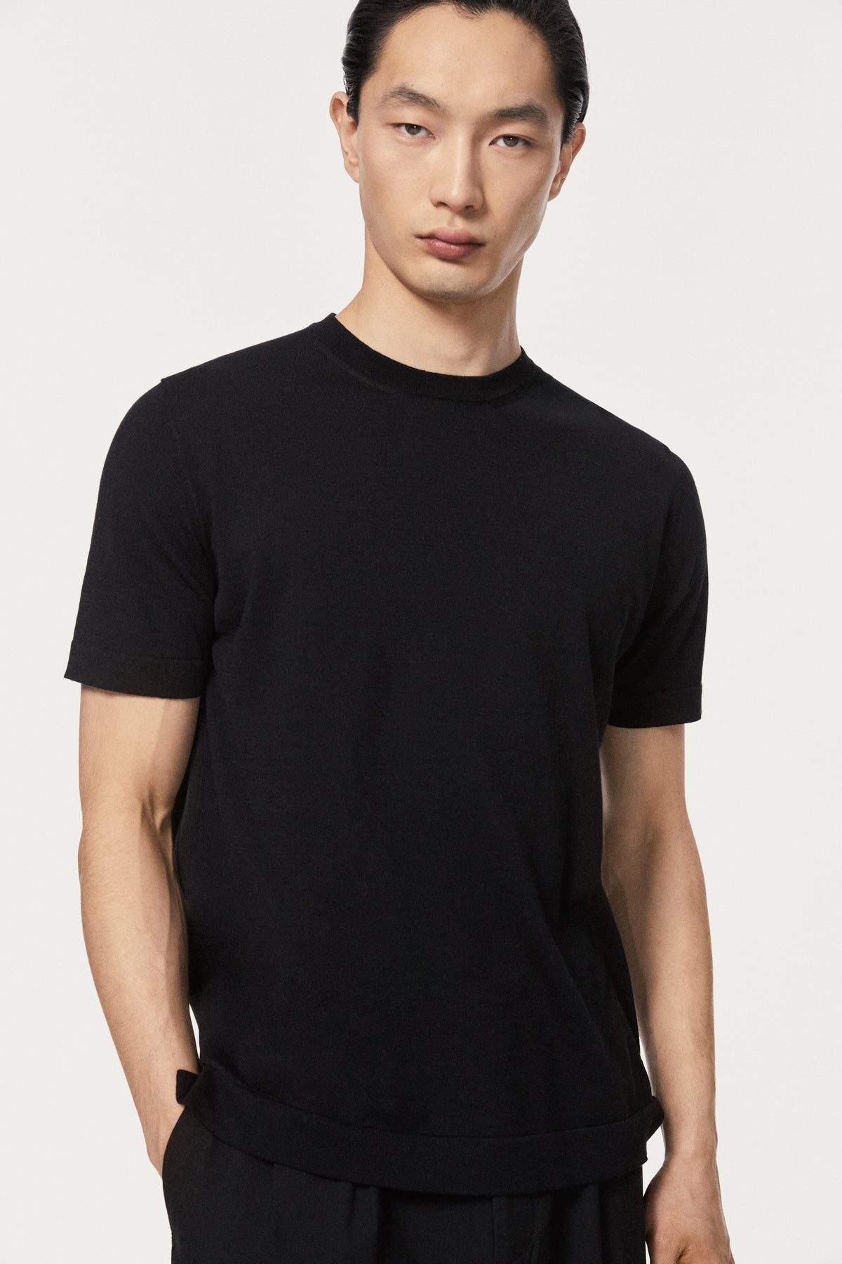 The Organic Cotton Knit T-Shirt black