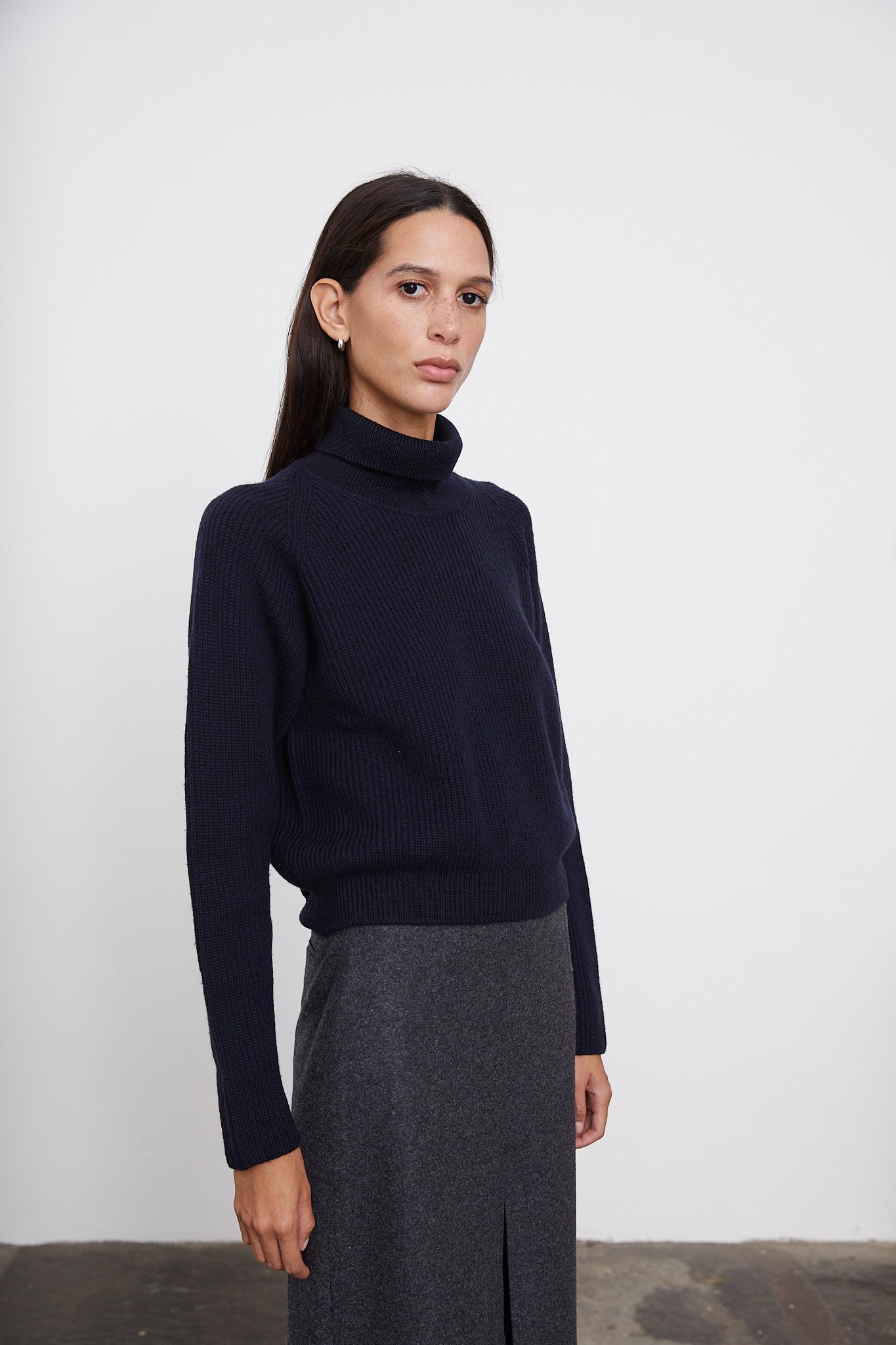 The Merino Wool Cropped High-Neck blue