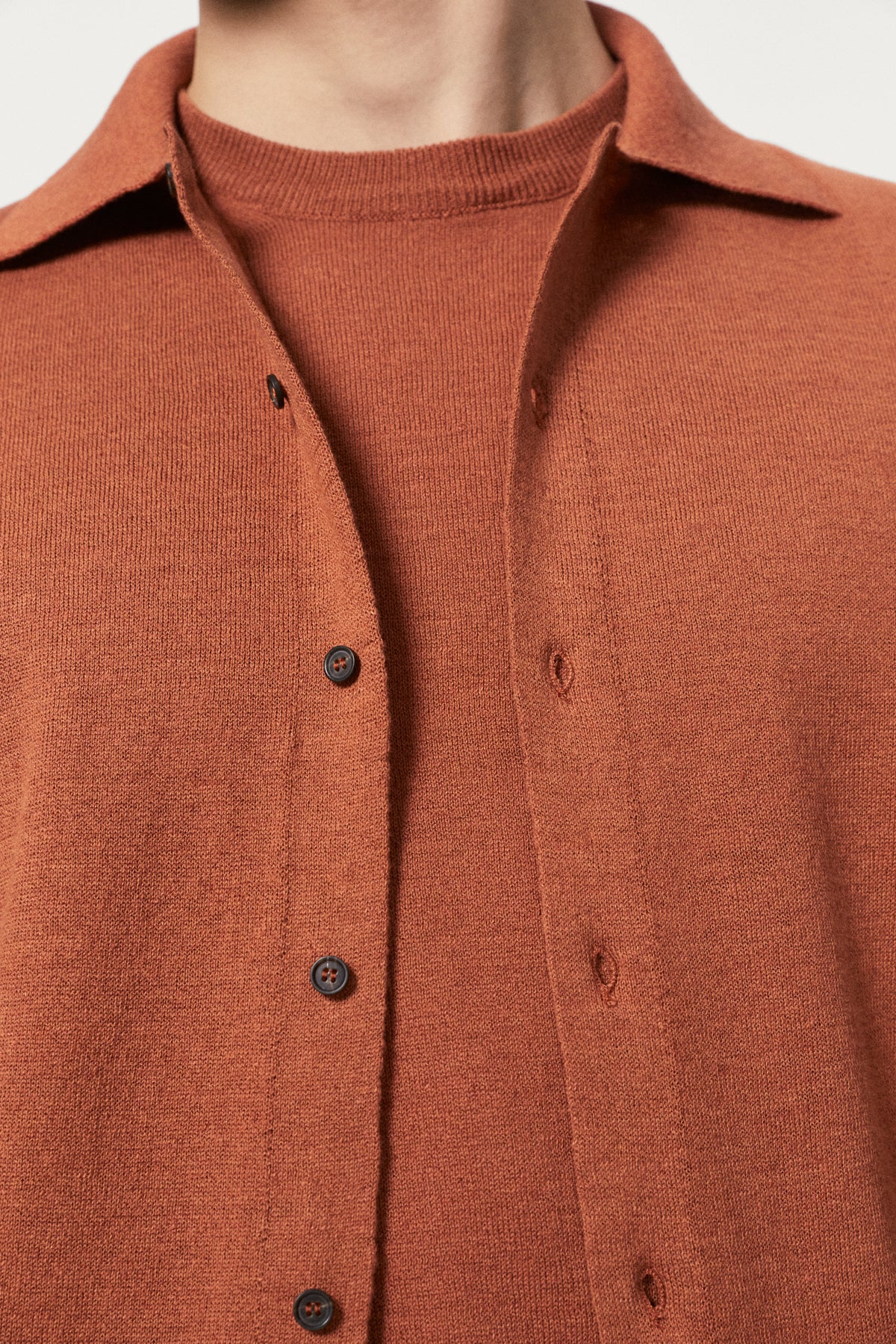 The Linen Cotton Knit Shirt - copper