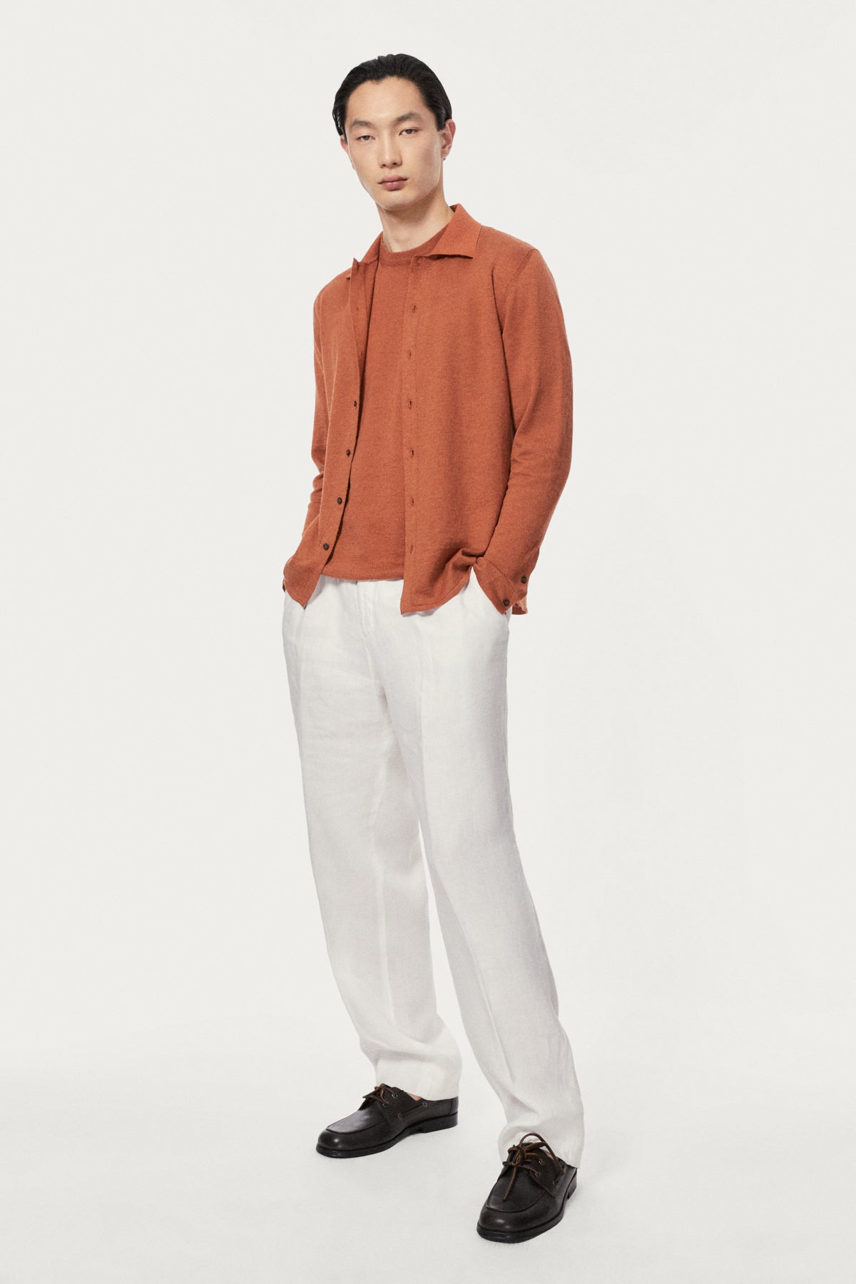 The Linen Cotton Knit Shirt - copper