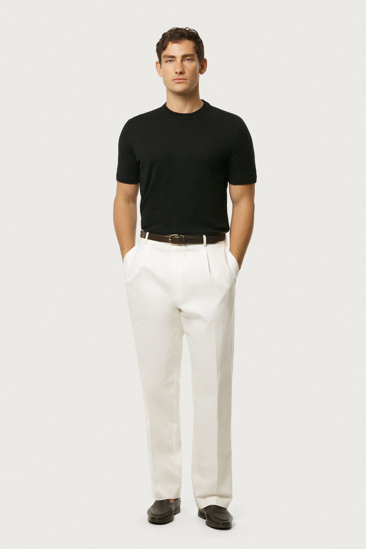 The Linen Cotton Knit T-Shirt Black