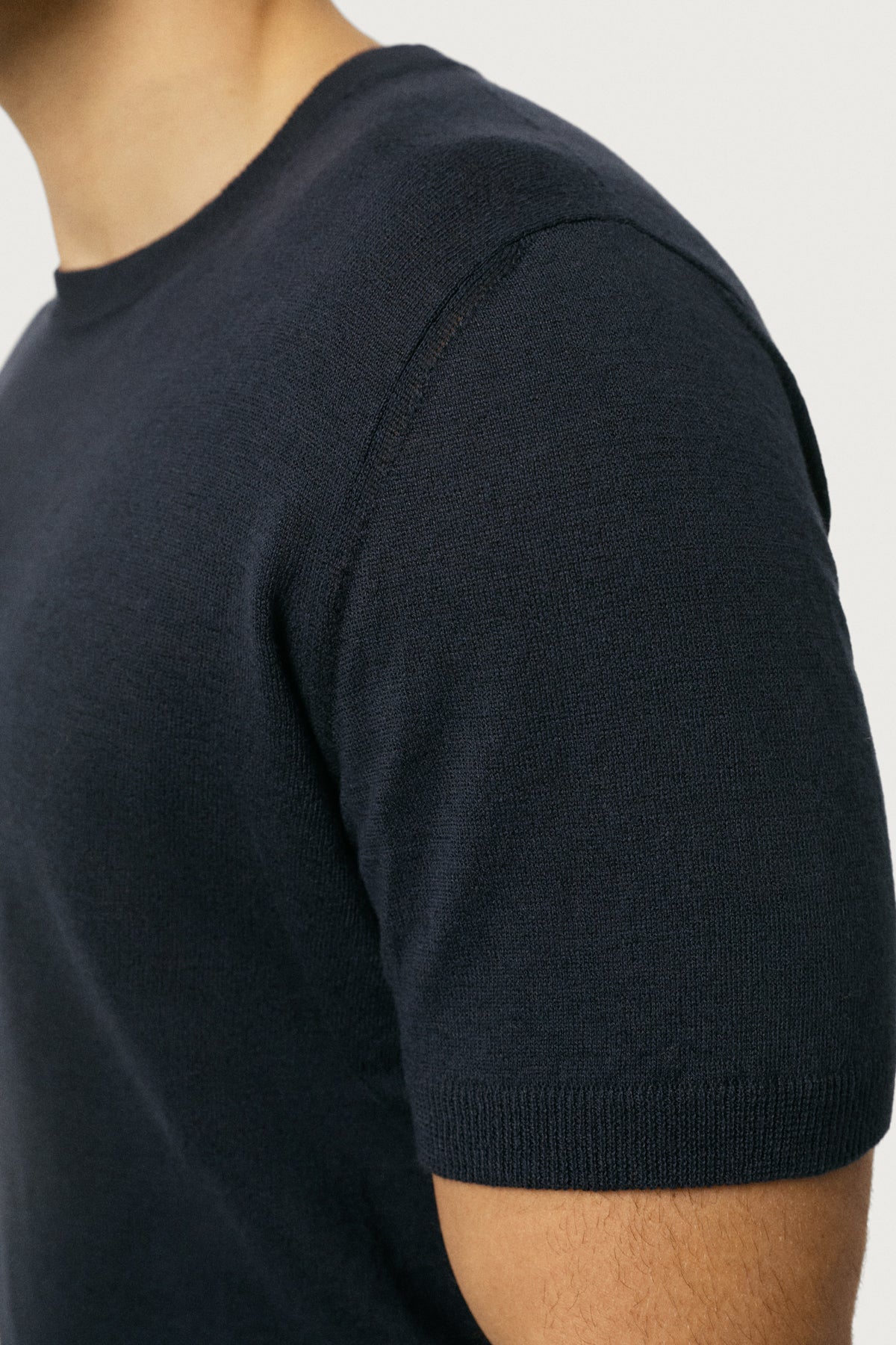 The Linen Cotton Knit T-Shirt Blue Navy