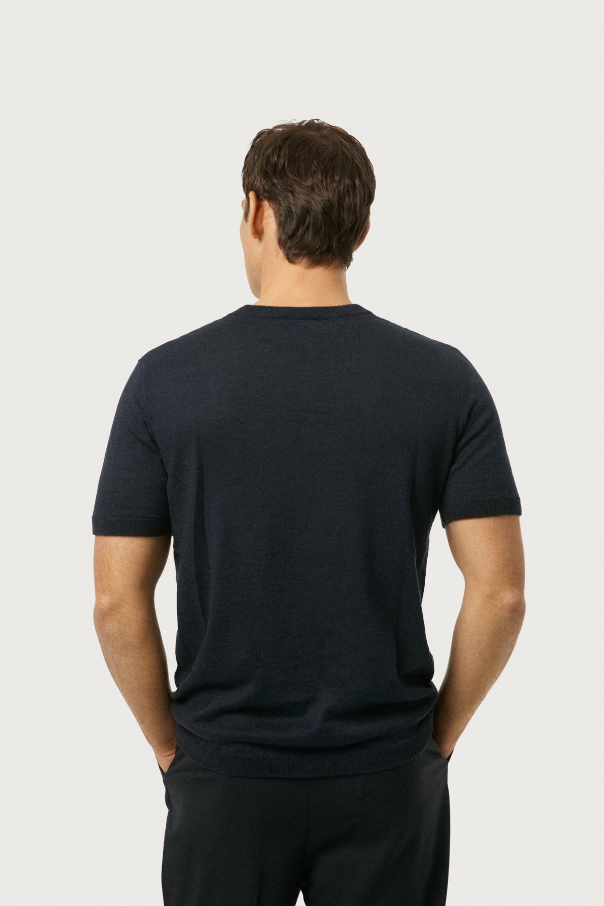 The Linen Cotton Knit T-Shirt Blue Navy