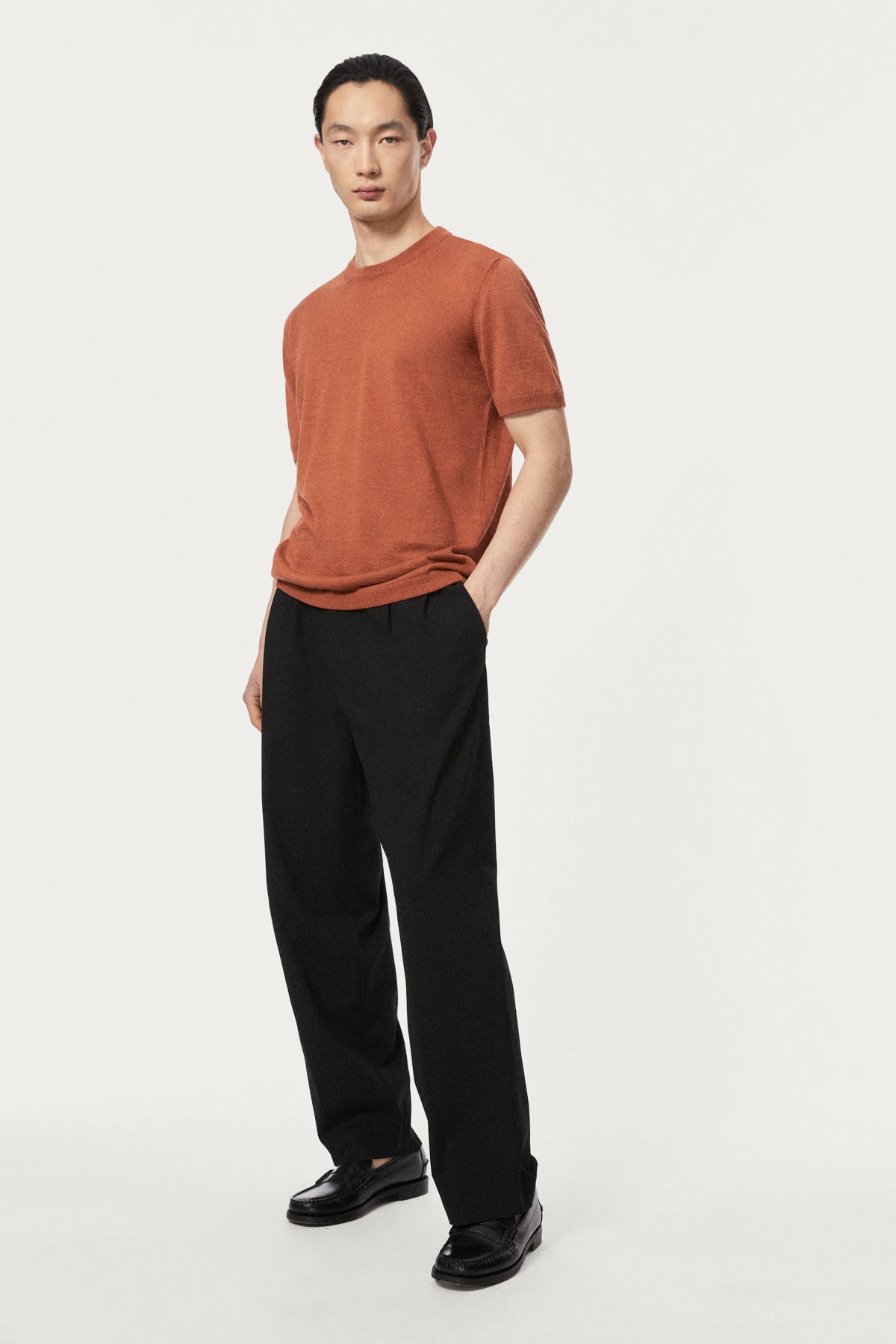 The Linen Cotton Knit T-Shirt - Copper