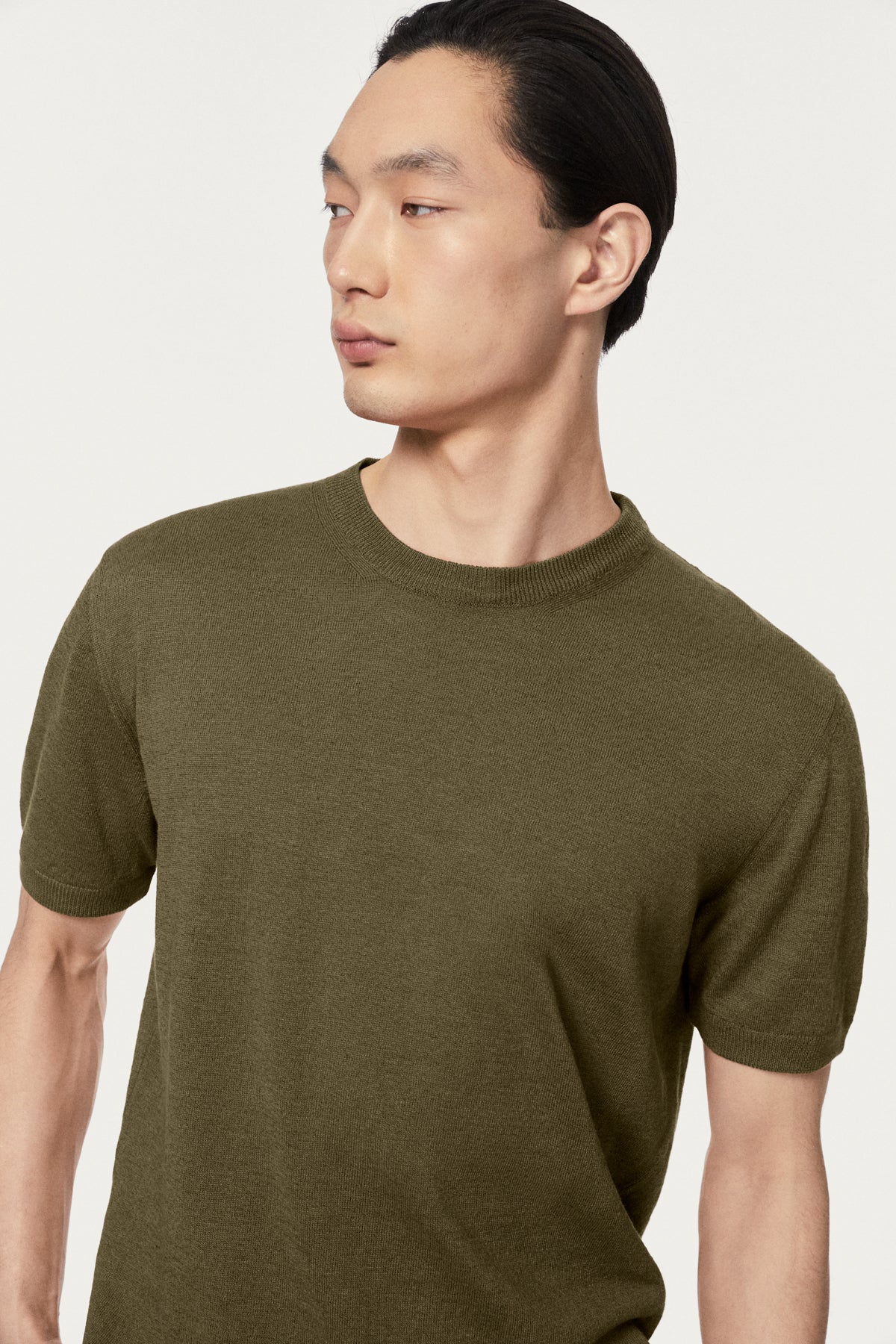 linen cotton t-shirt olive green