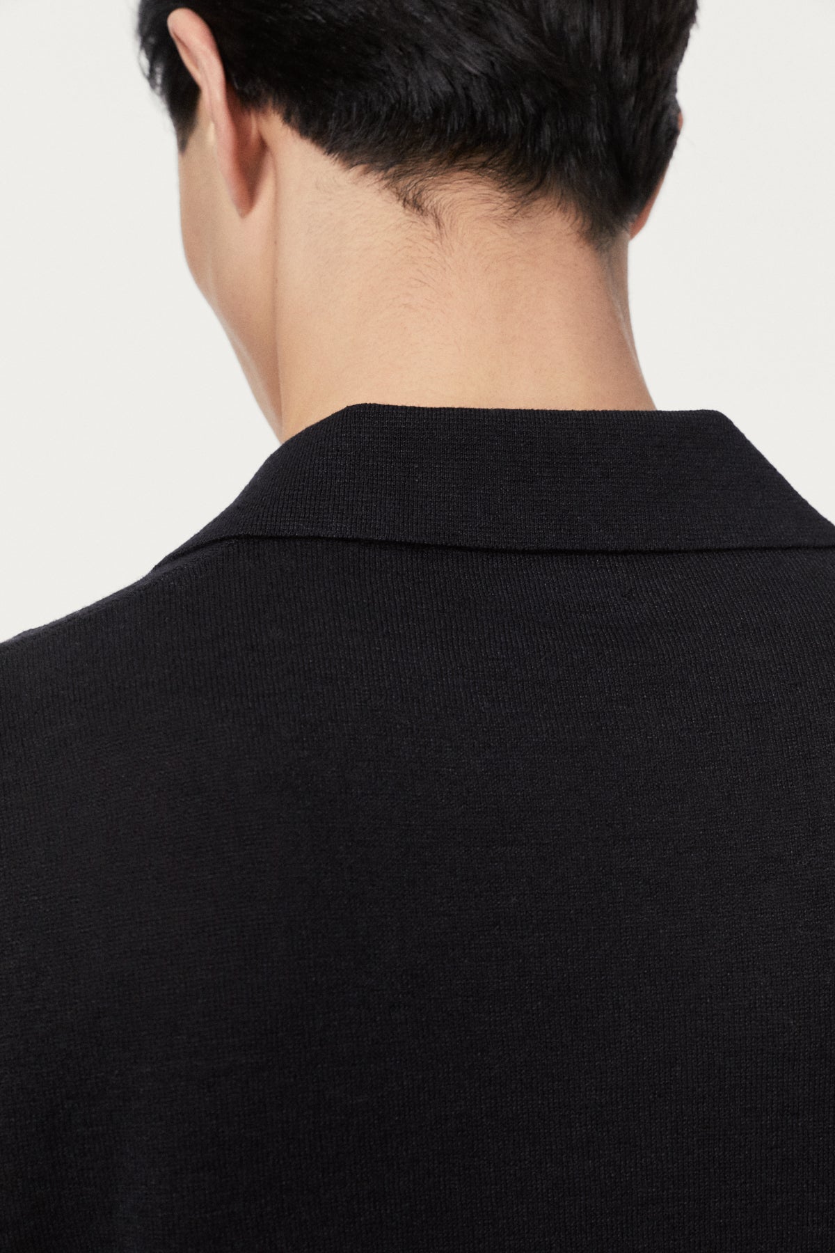 The Linen Cotton Short Sleeve Polo - black