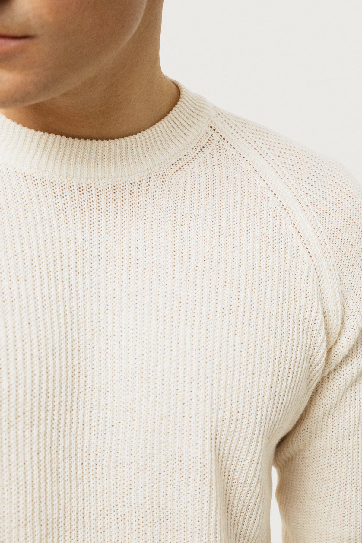 The Linen Cotton Ribbed Sweater Milk White