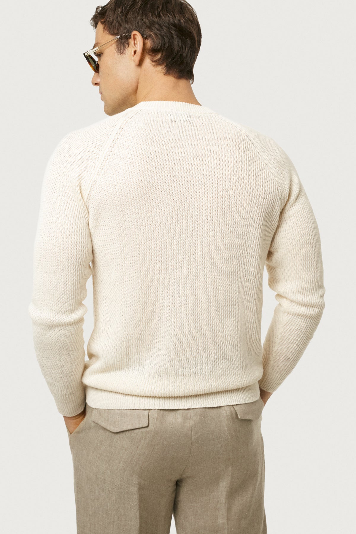 The Linen Cotton Ribbed Sweater Milk White
