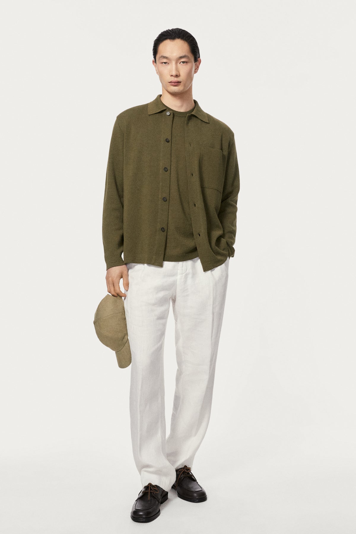 The Linen Cotton Lightweight Overshirt - olive green