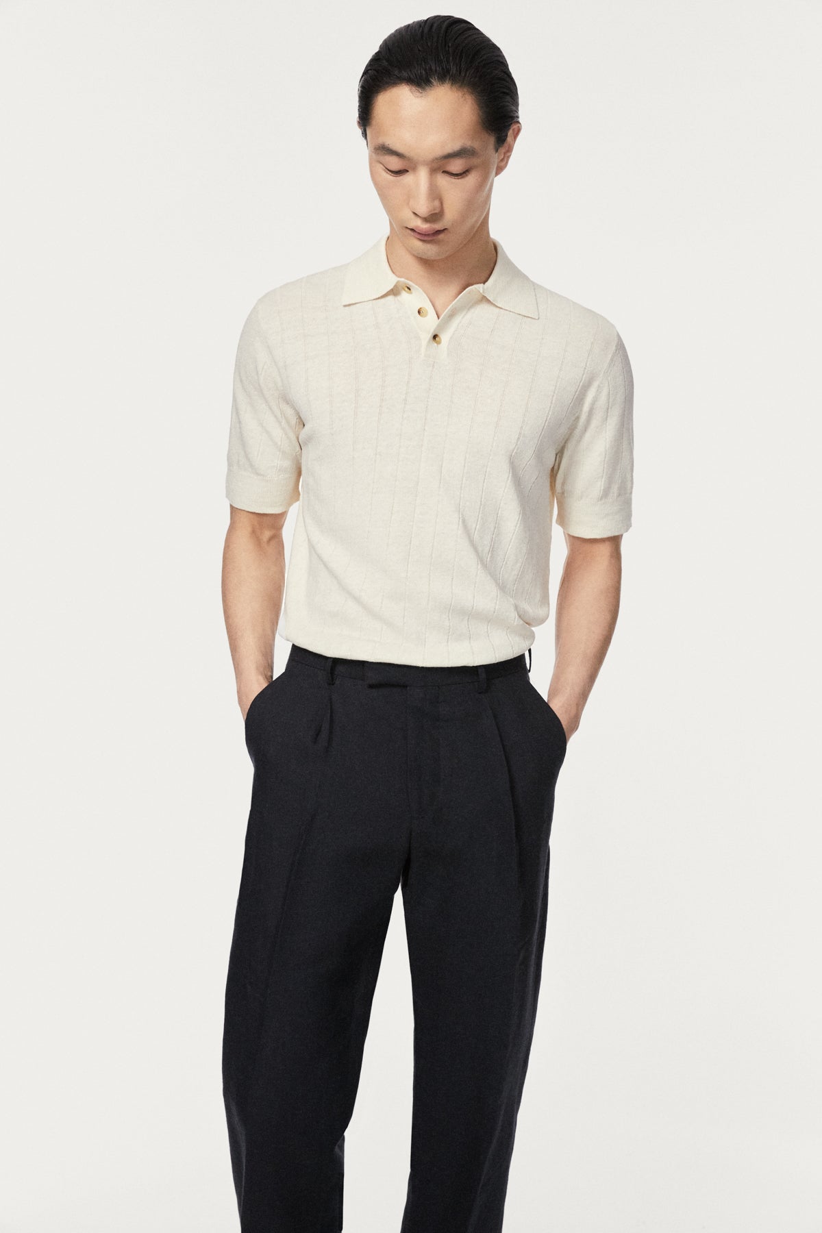 the linen cotton vintage polo milk white