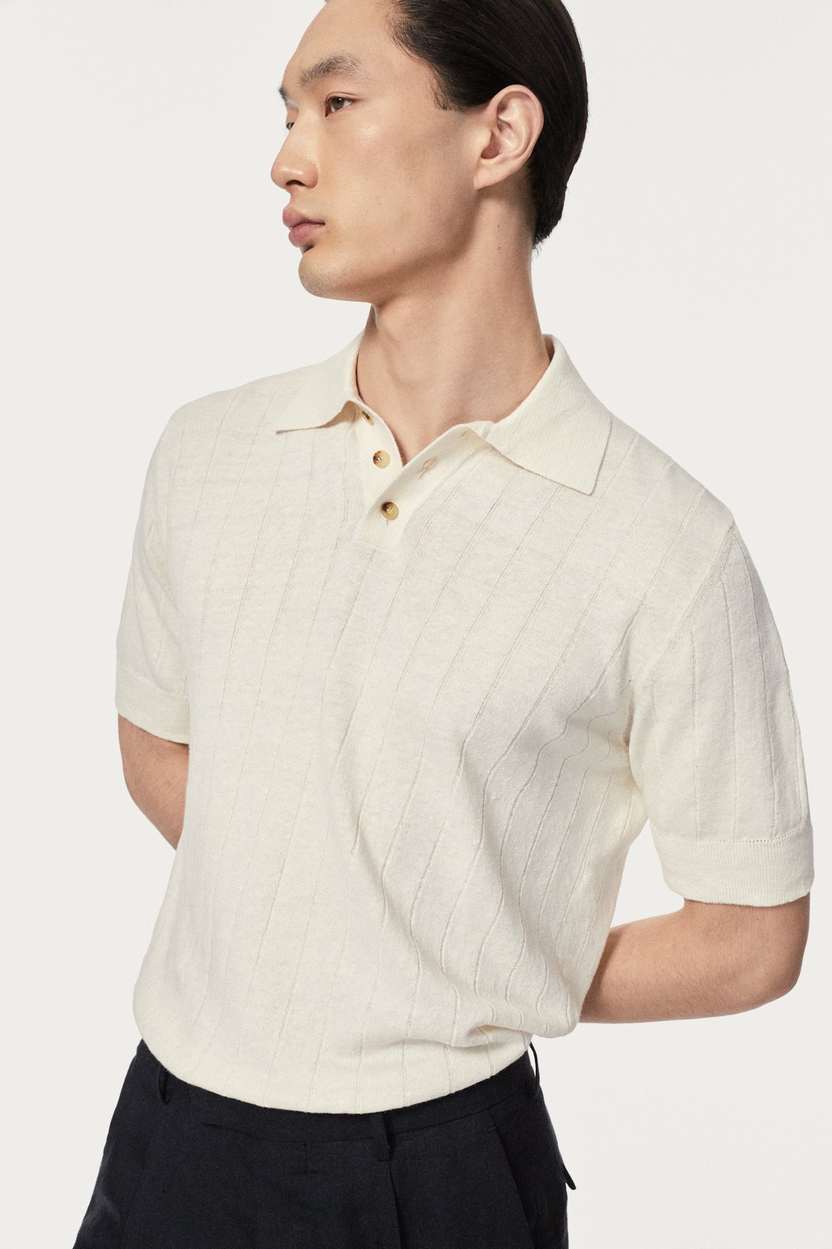 the linen cotton vintage polo milk white