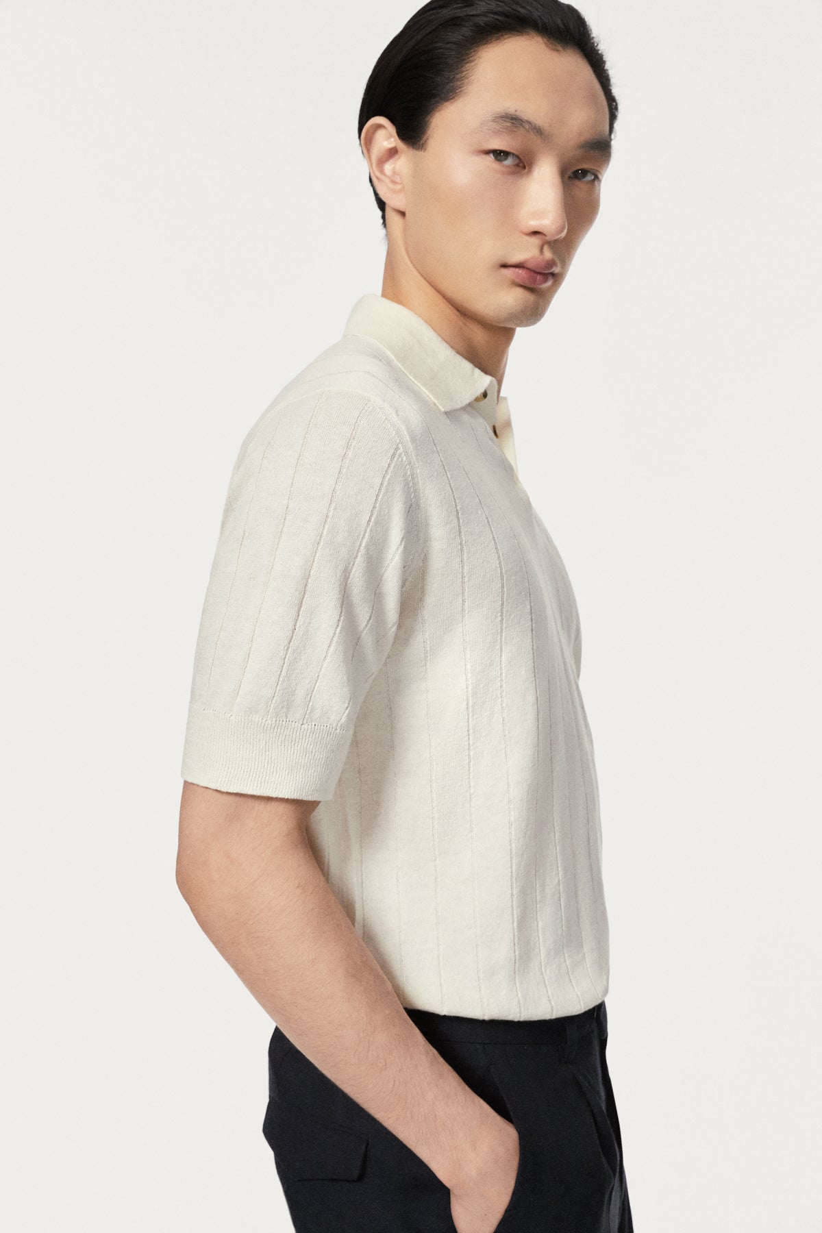 the linen cotton vintage polo milk white