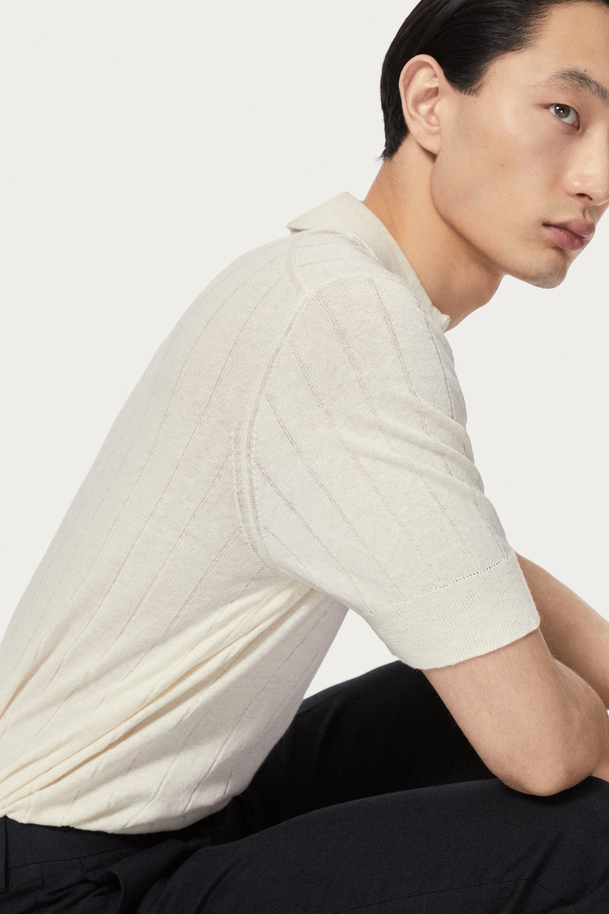 the linen cotton vintage polo milk white