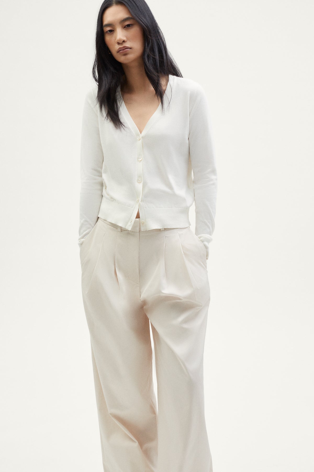 The Organic Cotton Lightweight Cardigan milk white