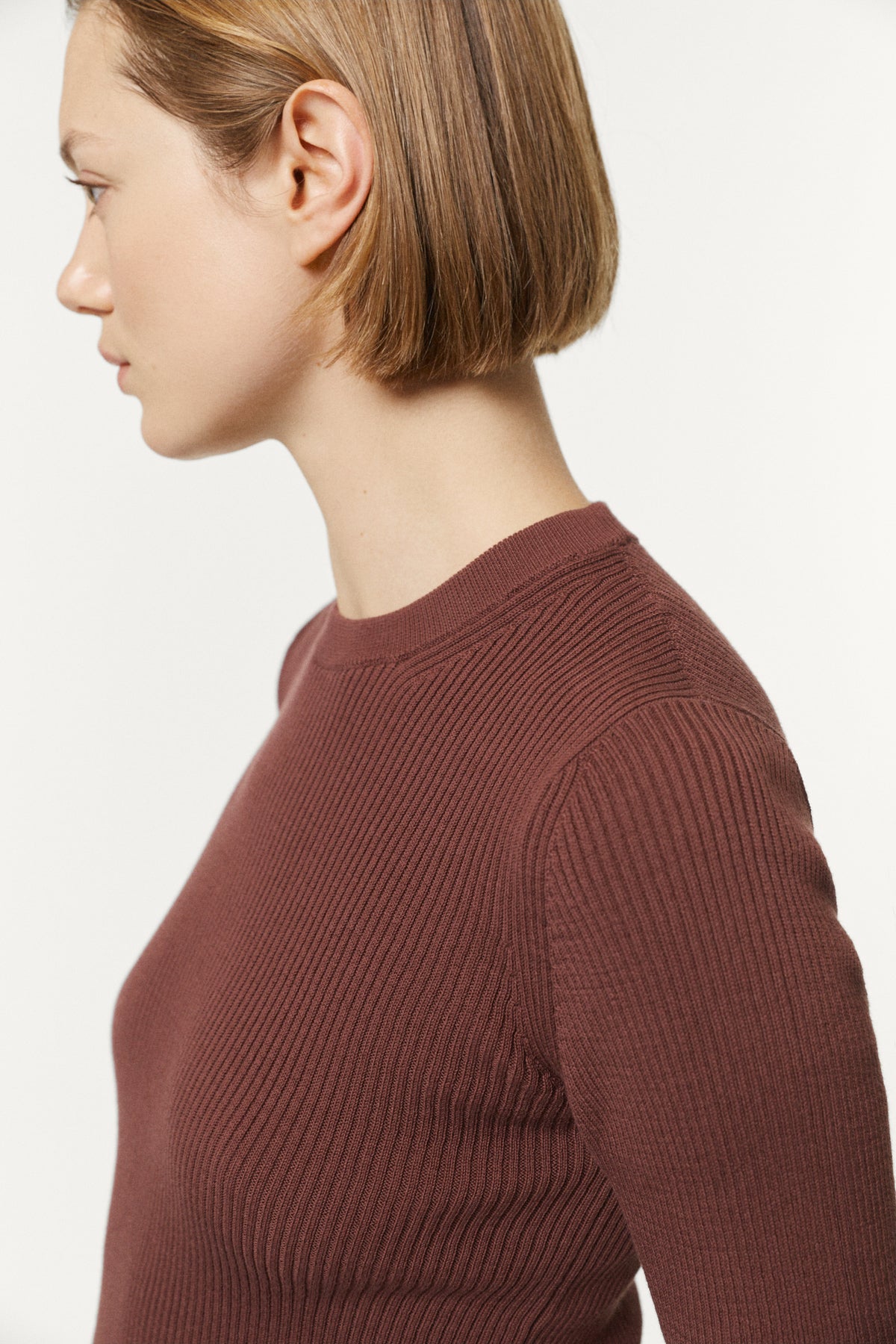 The Organic Cotton Ribbed Tee Mahogany