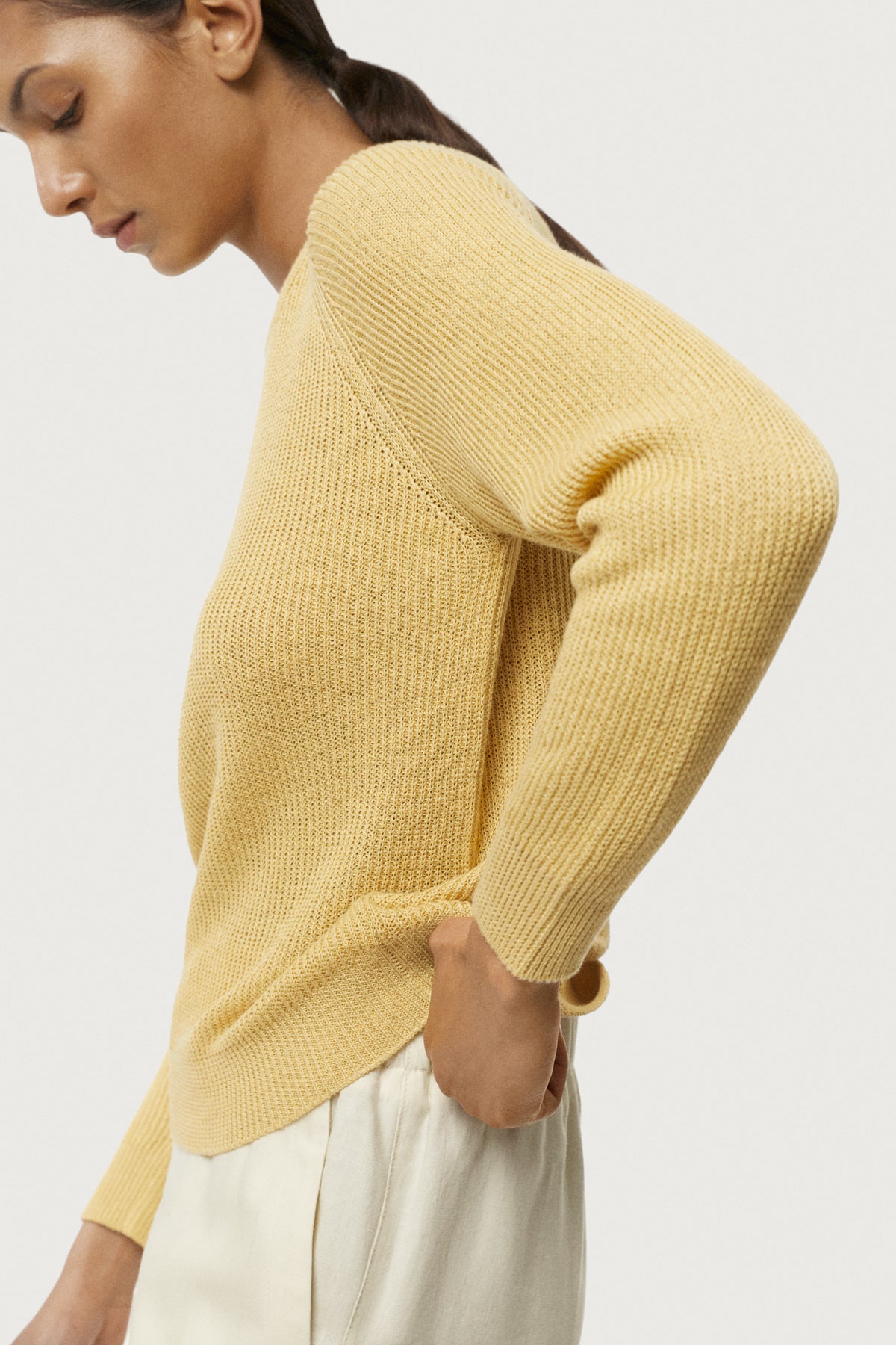 The Linen Cotton Ribbed Sweater Saffron