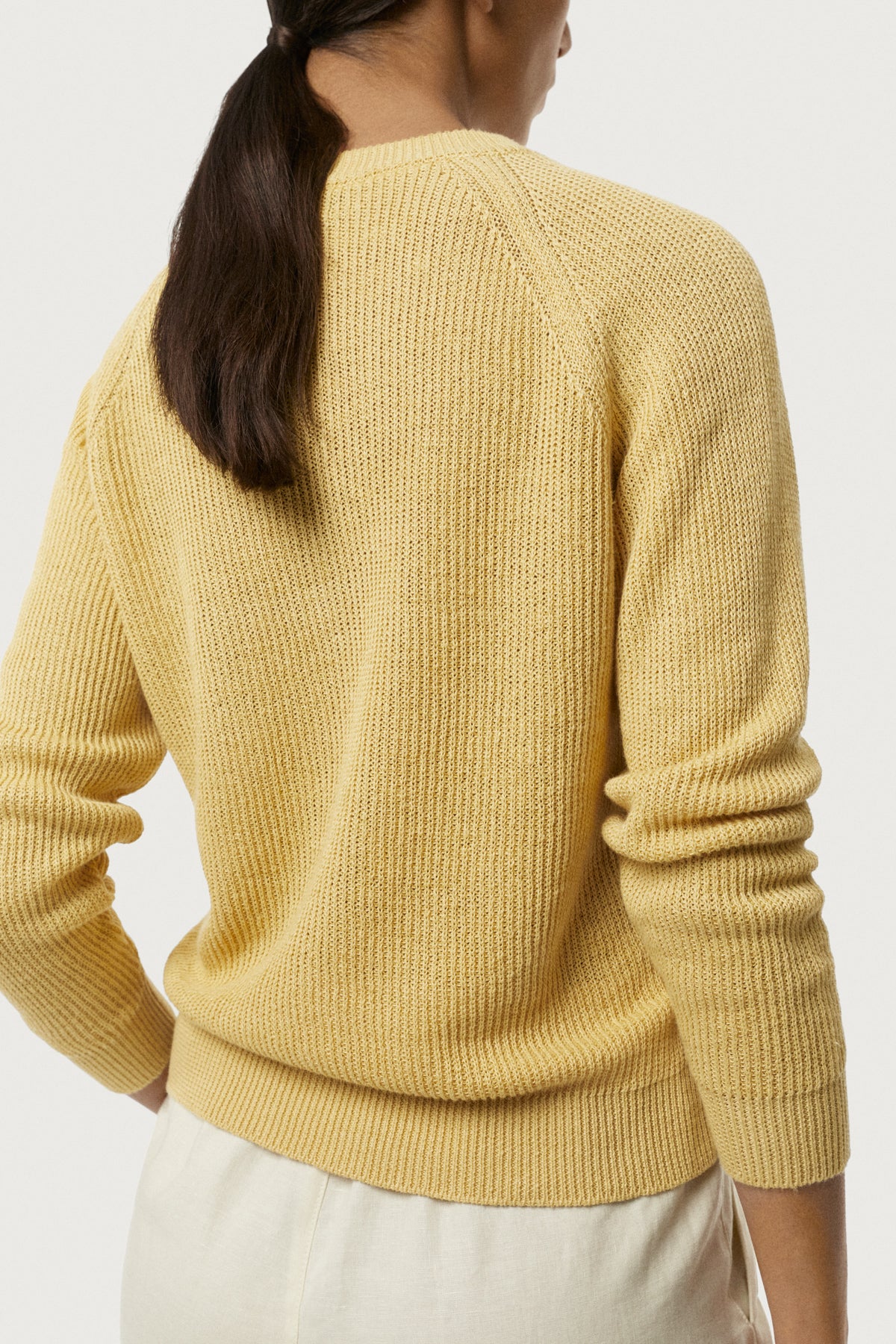 The Linen Cotton Ribbed Sweater Saffron