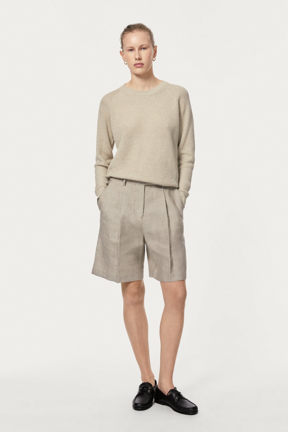 The Linen Cotton Raglan Sweater - hay