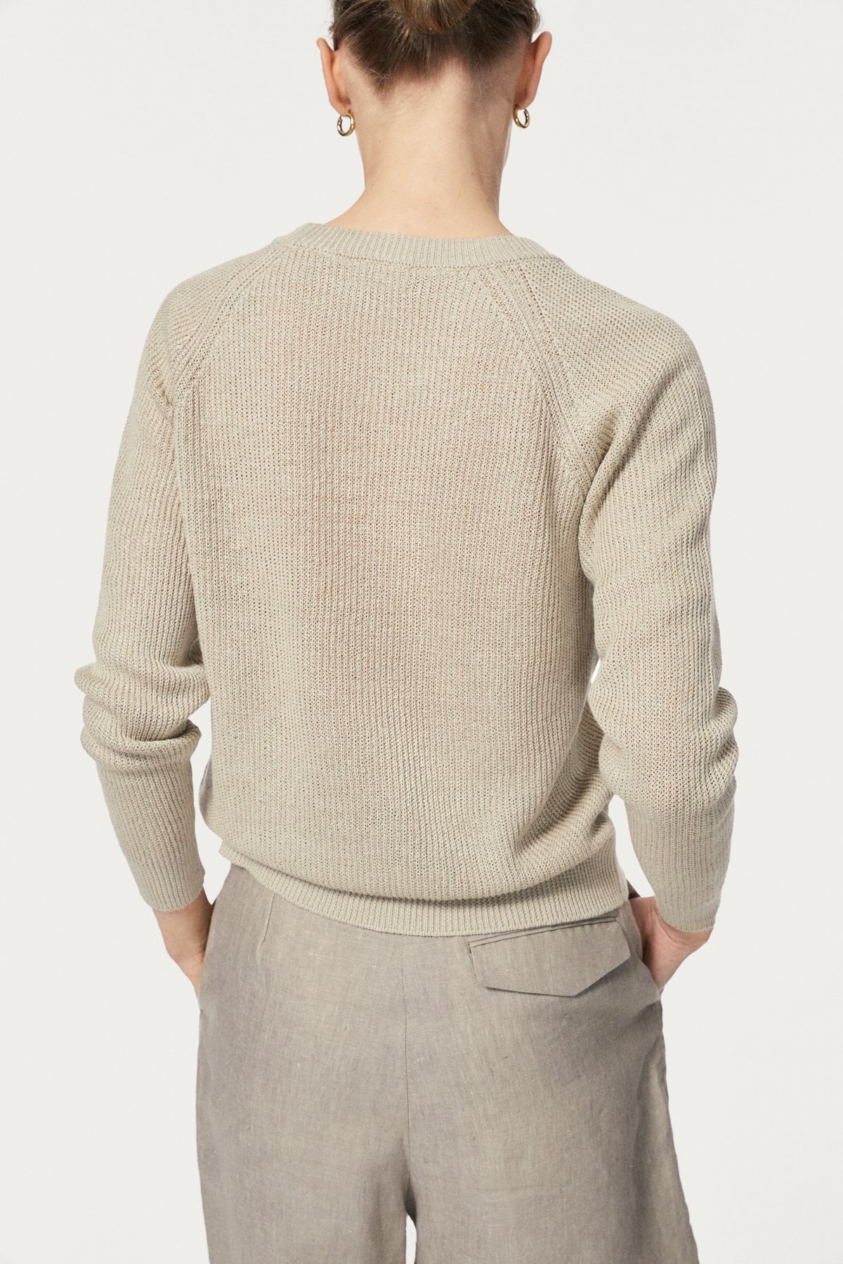 The Linen Cotton Raglan Sweater - hay