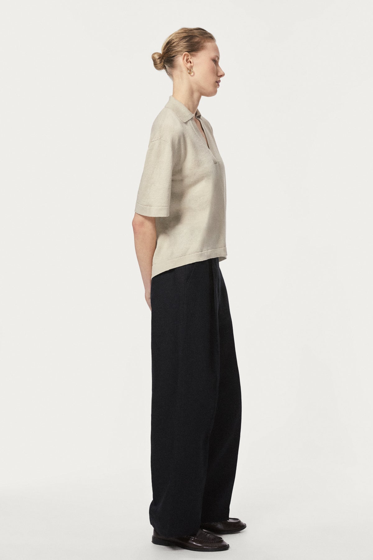 The Linen Cotton Boxy Polo hay