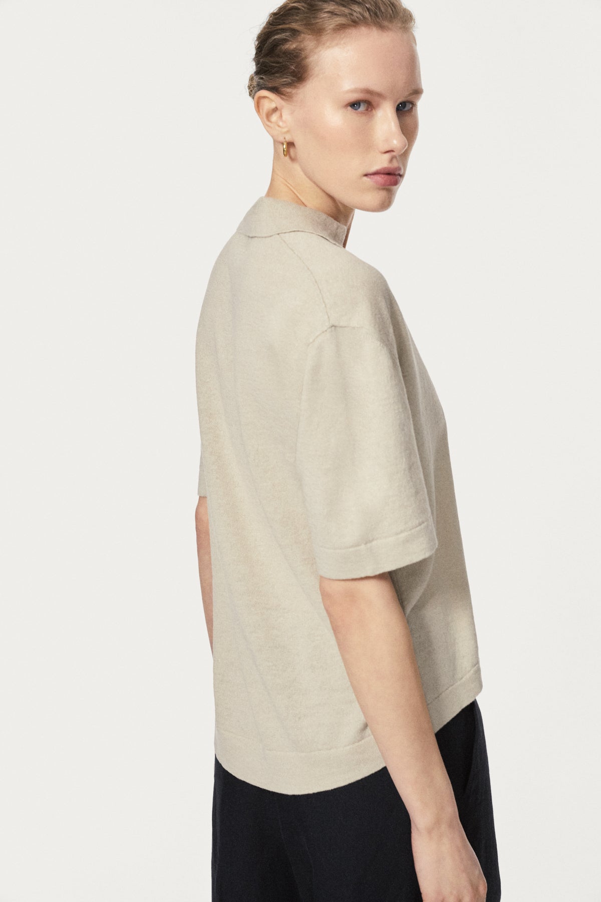 The Linen Cotton Boxy Polo hay