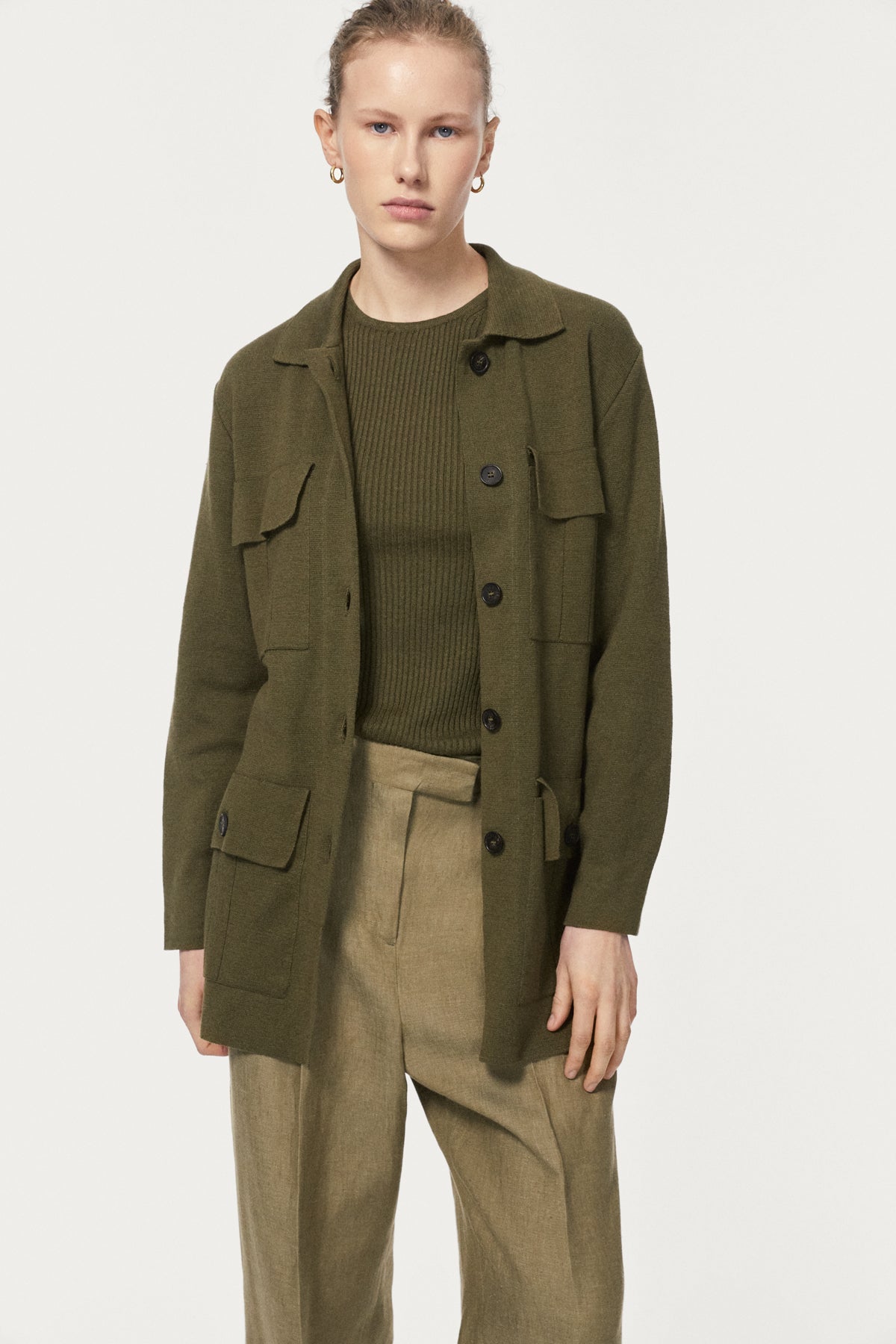 The Linen Cotton Sahariana Jacket - olive green