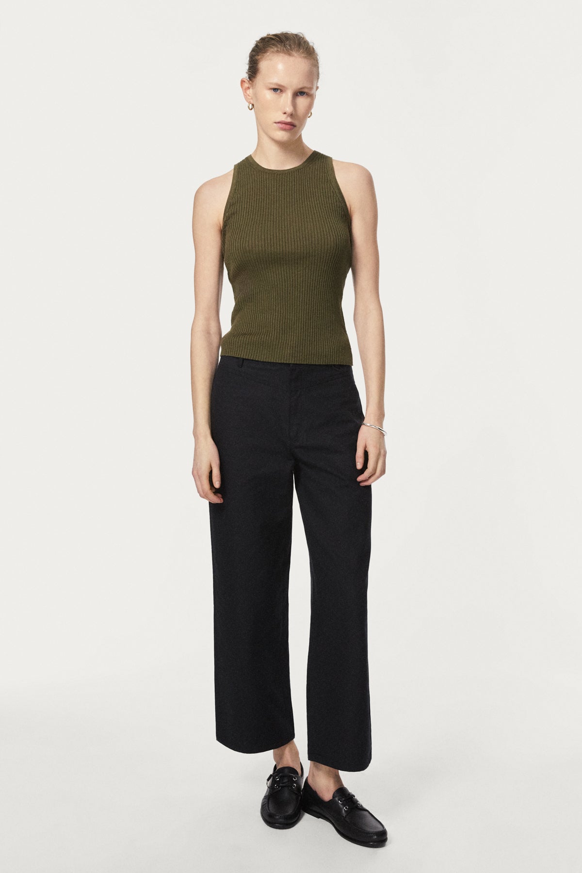 linen cotton tank top olive green