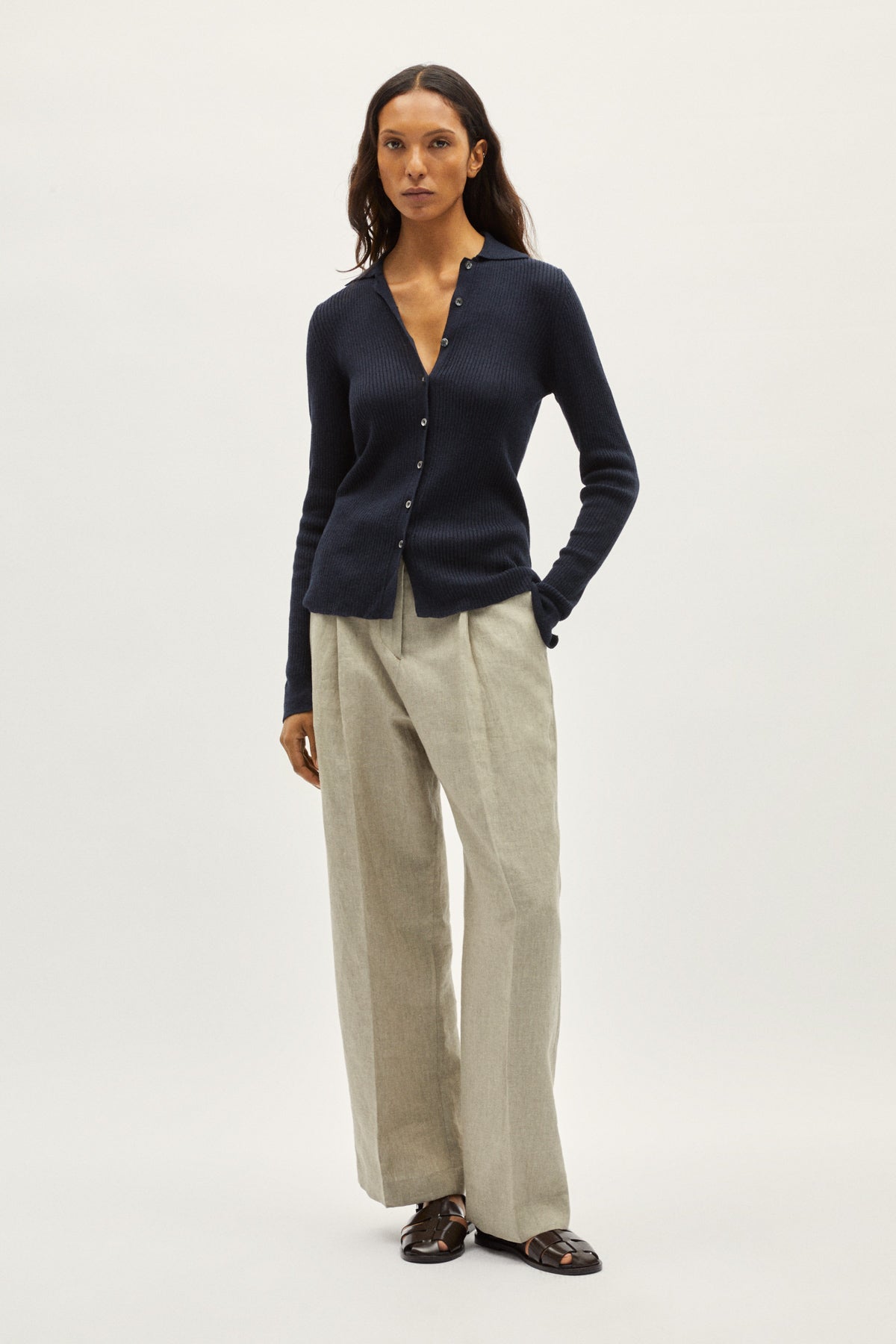 The Linen Cotton Ribbed Shirt blue