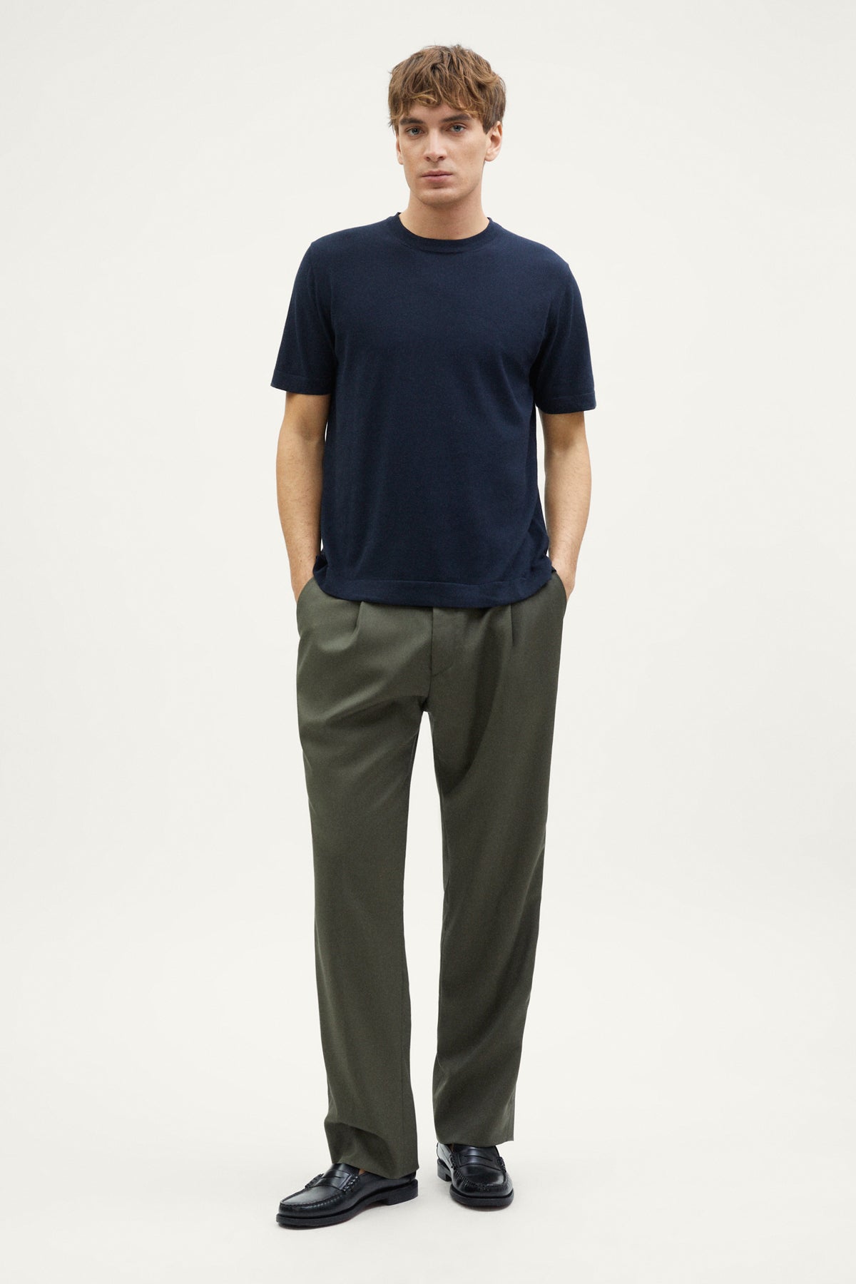 the organic cotton knit t shirt deep blue