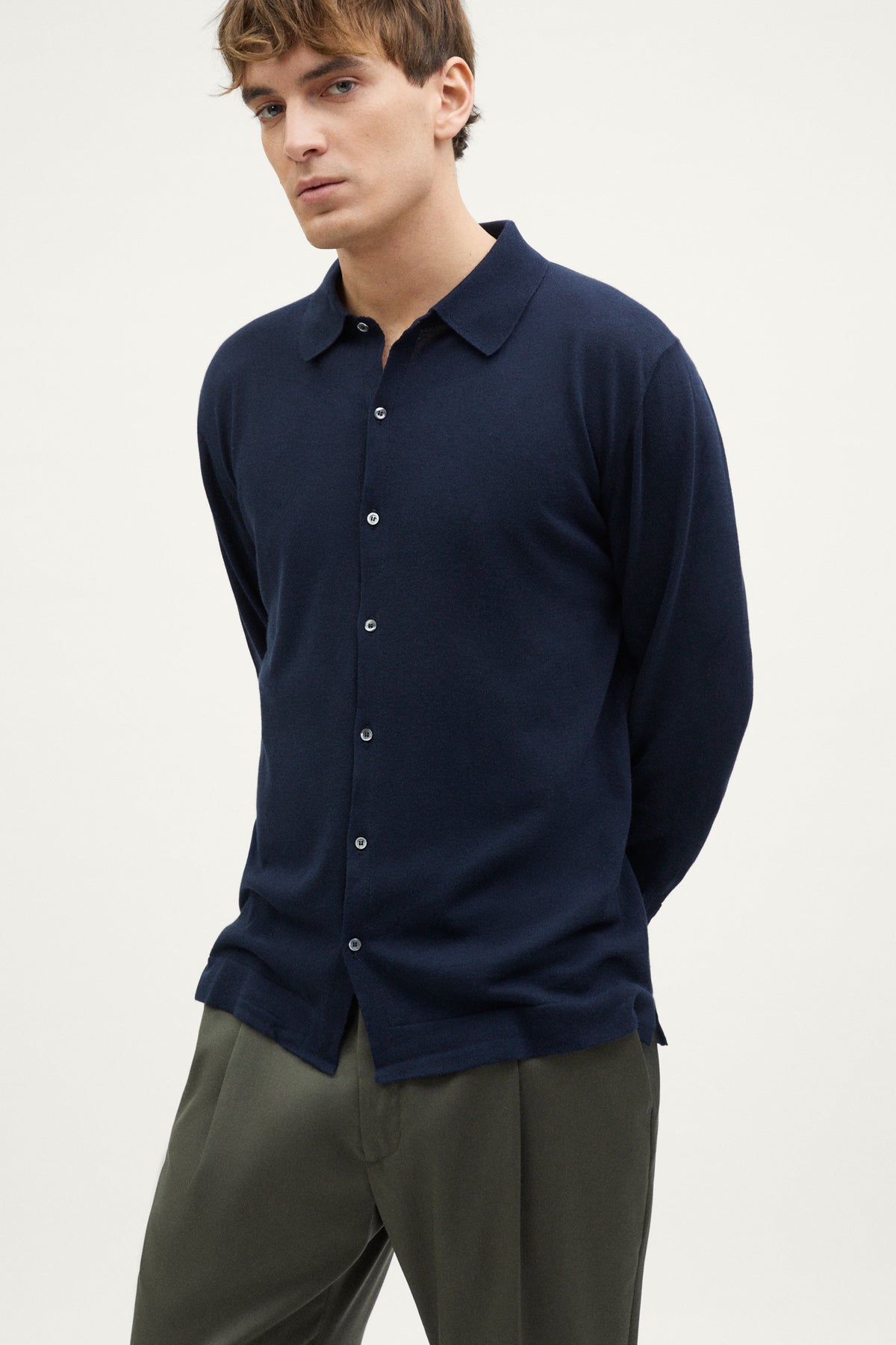 The Organic Cotton Knit Shirt deep blue