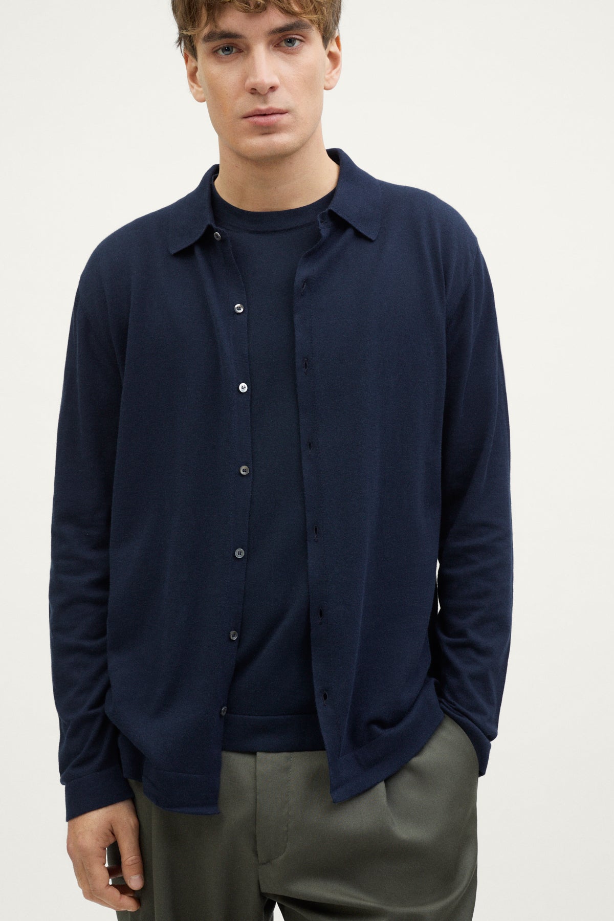 The Organic Cotton Knit Shirt deep blue