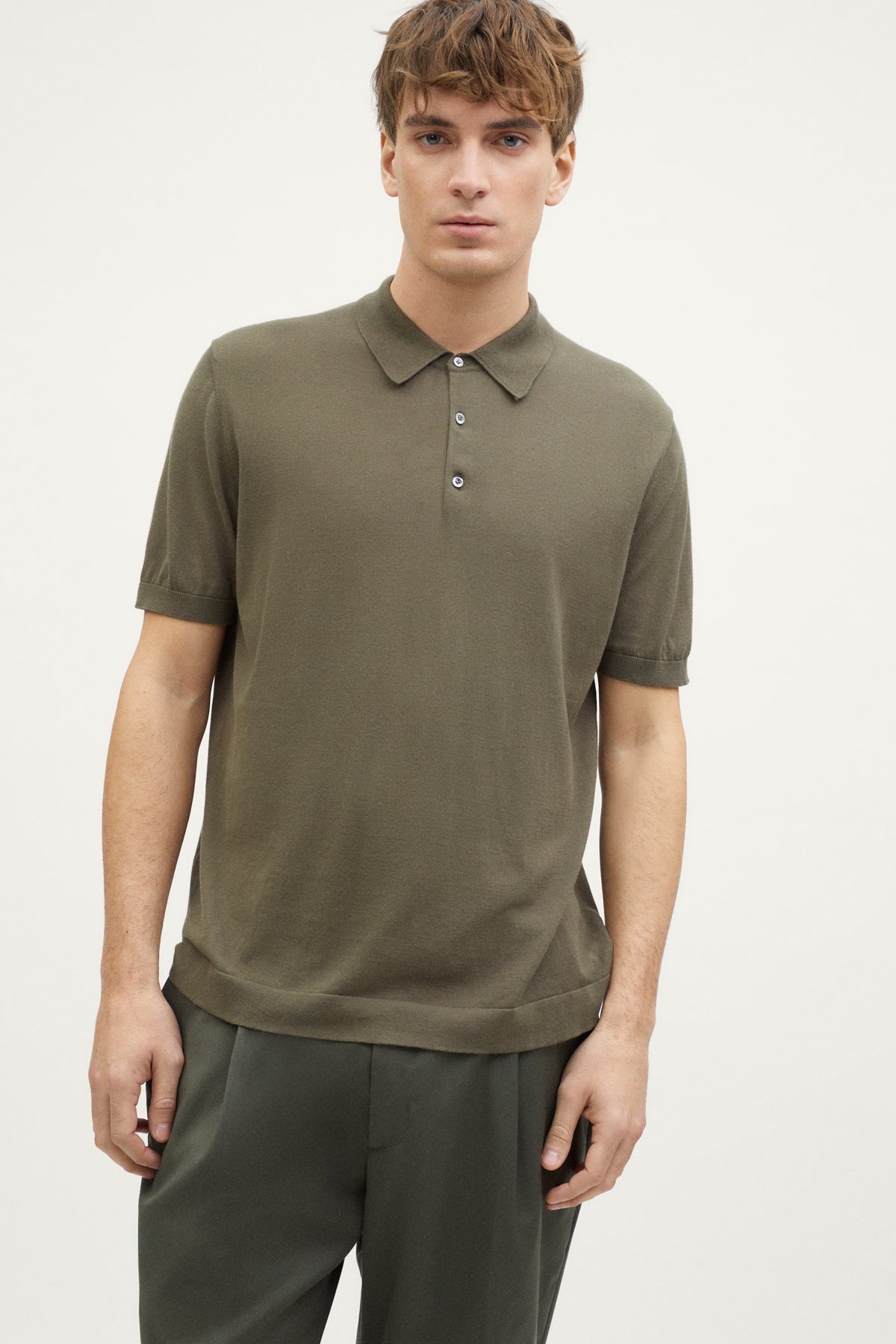 the organic cotton polo kaki green